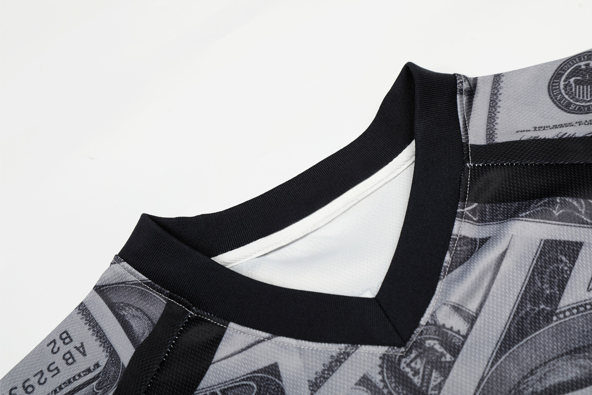 Dollar Bill Print Mesh Football Jersey | Streetwear