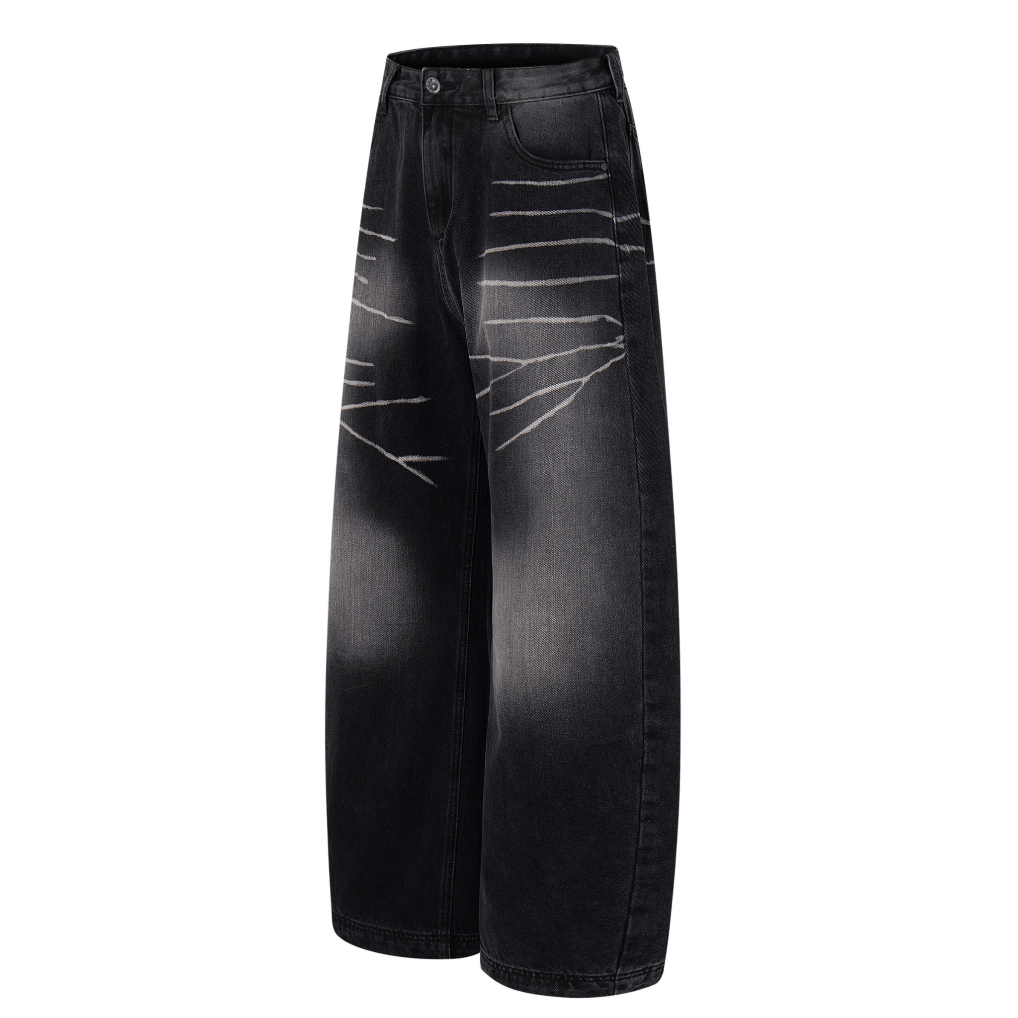 Omirad Scratch Fade Wide-Leg Jeans | Washed Black Denim