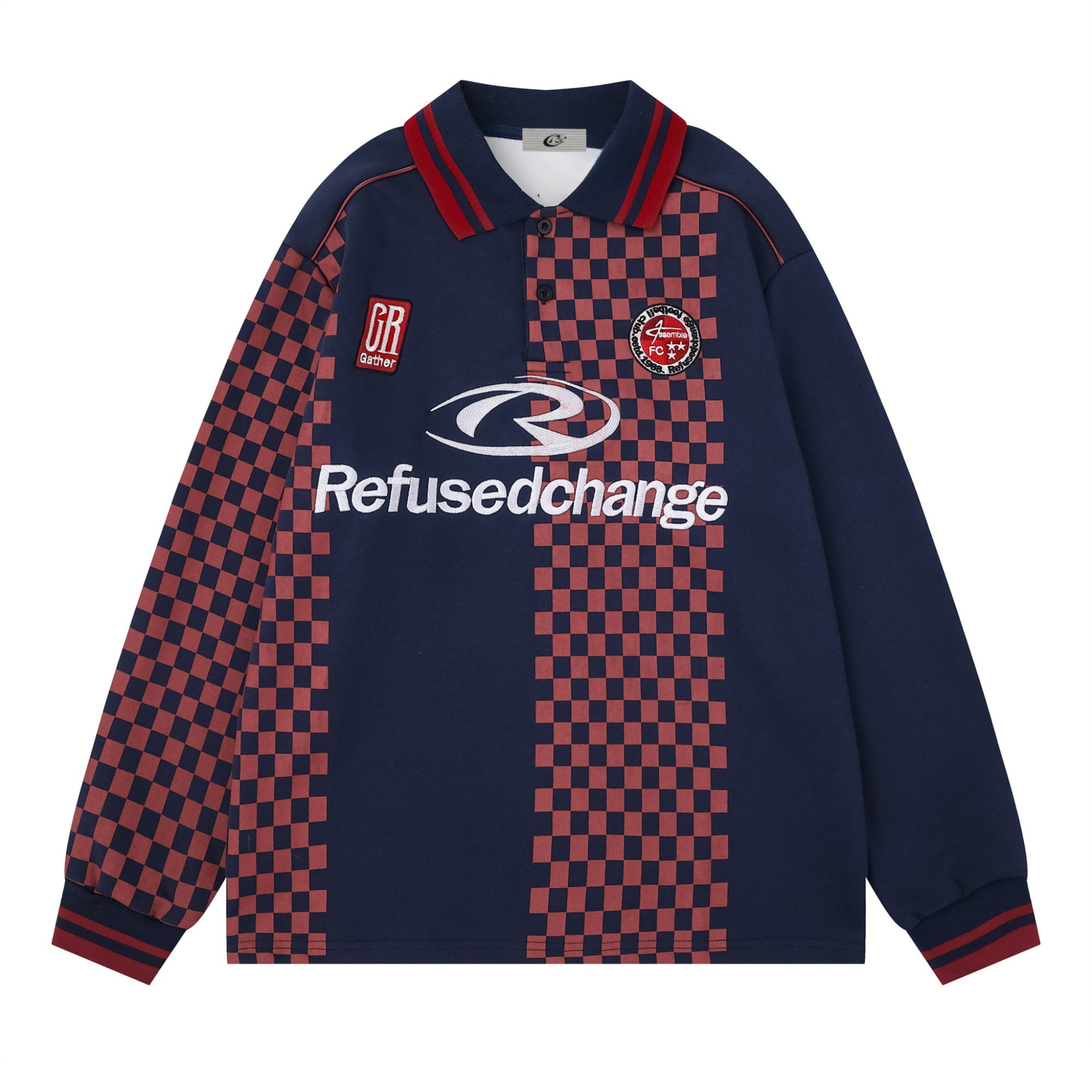 Checkered Racing Long Sleeve Jersey | Streetwear Polo