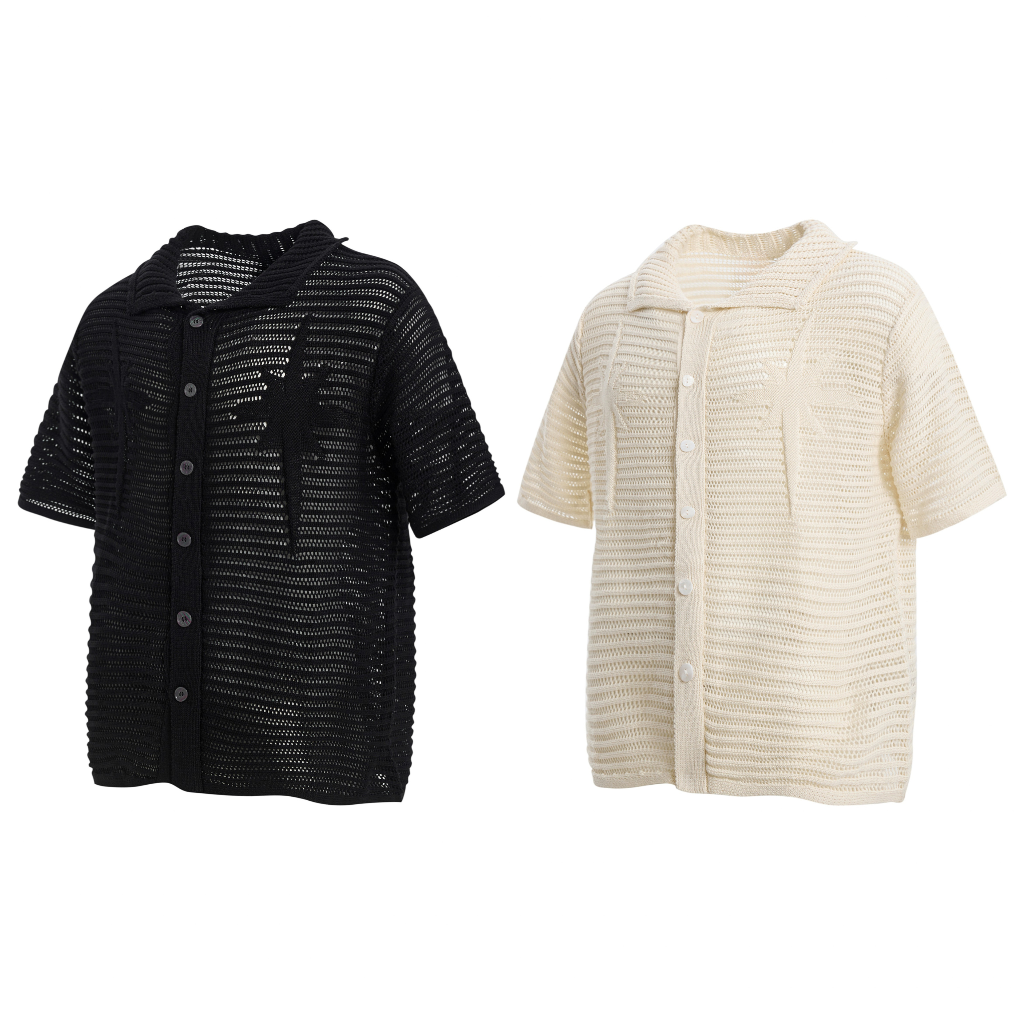Omirad Open-Knit Star Shirt | Short-Sleeve Button-Up