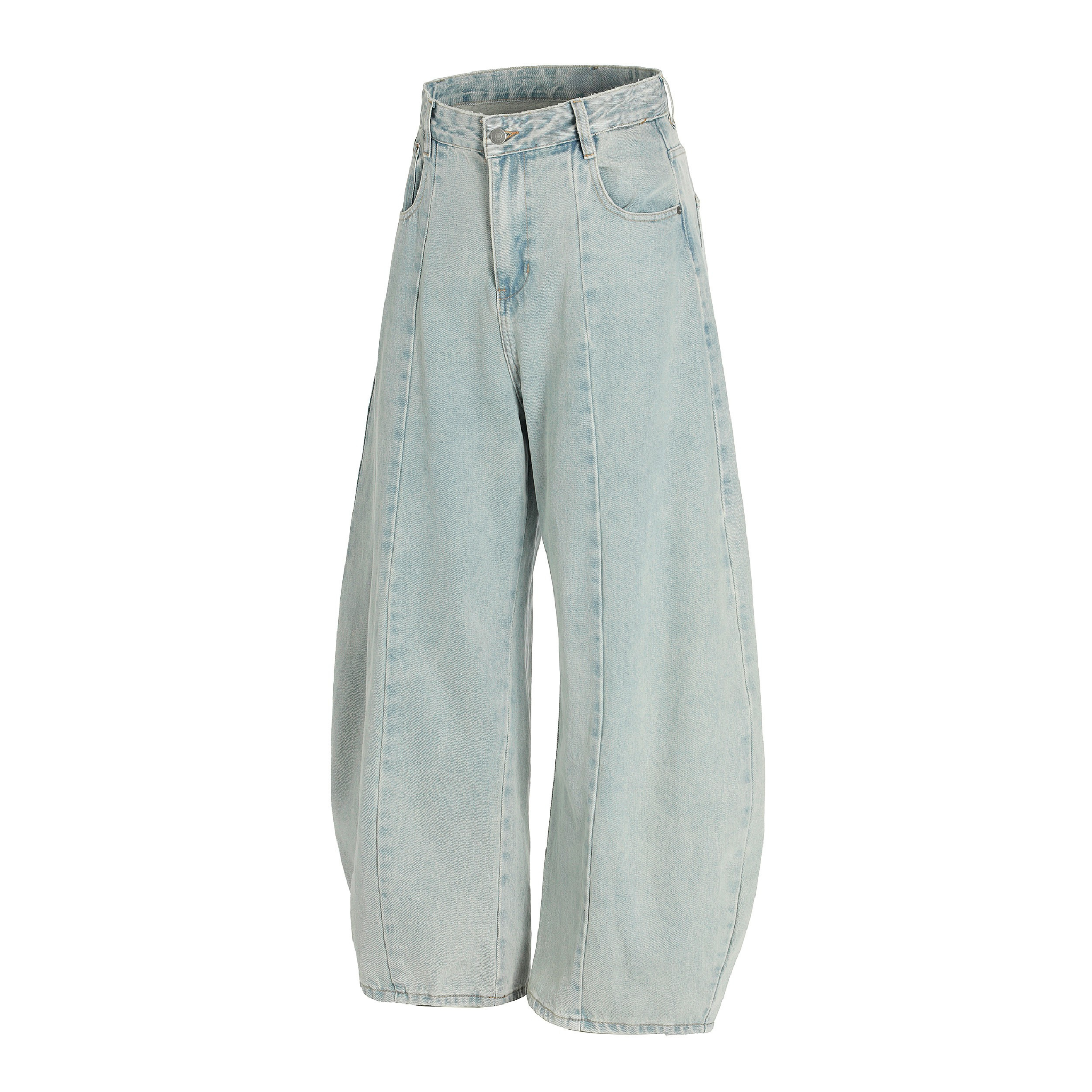 Omirad Light Wash Barrel Leg Jeans | High-Rise Wide Leg Denim