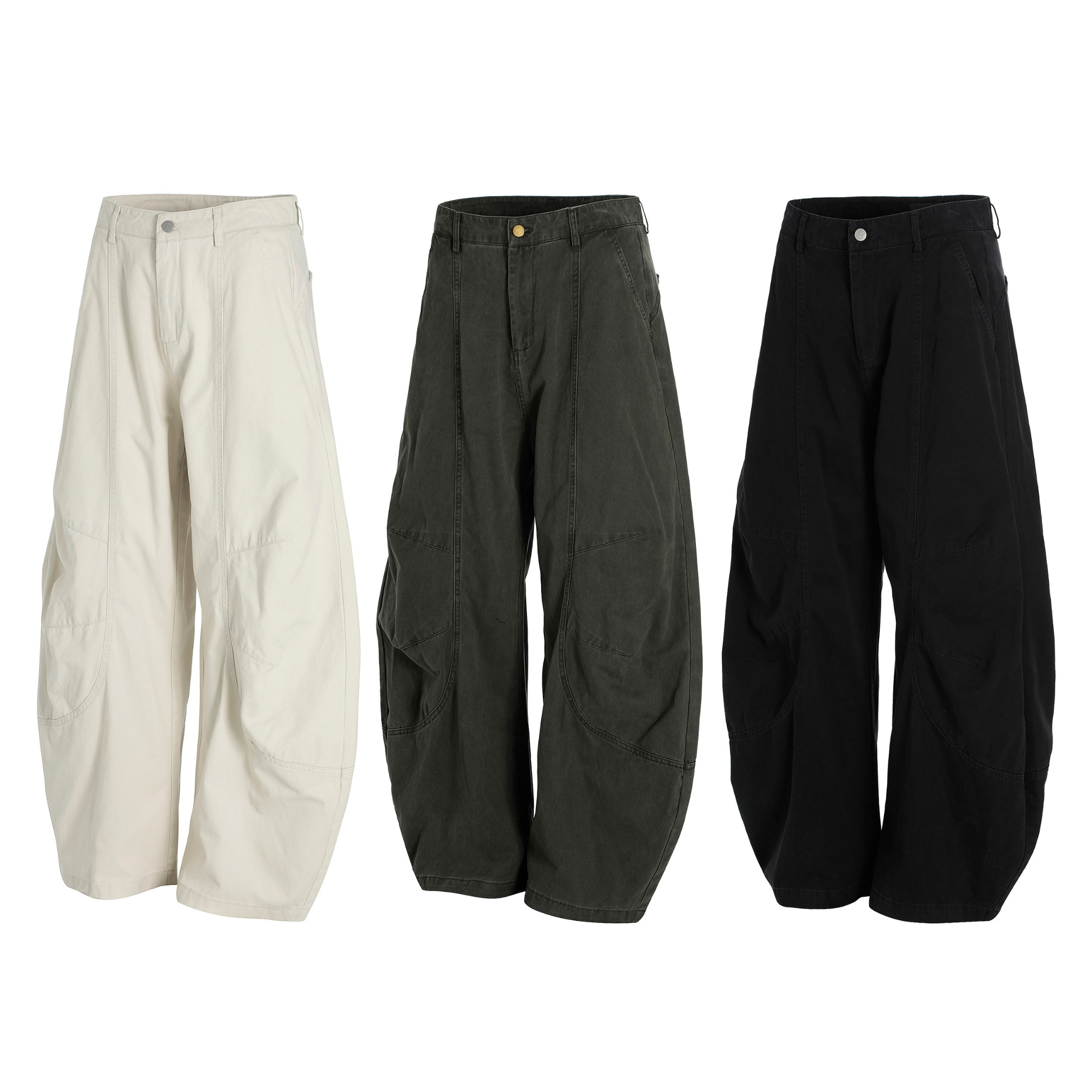 Sculpted Barrel-Leg Cargo Pants | Wide Silhouette Cotton
