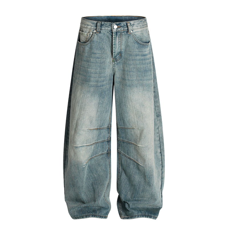 Omirad Draped Crease Wide-Leg Jeans | Oversized Denim