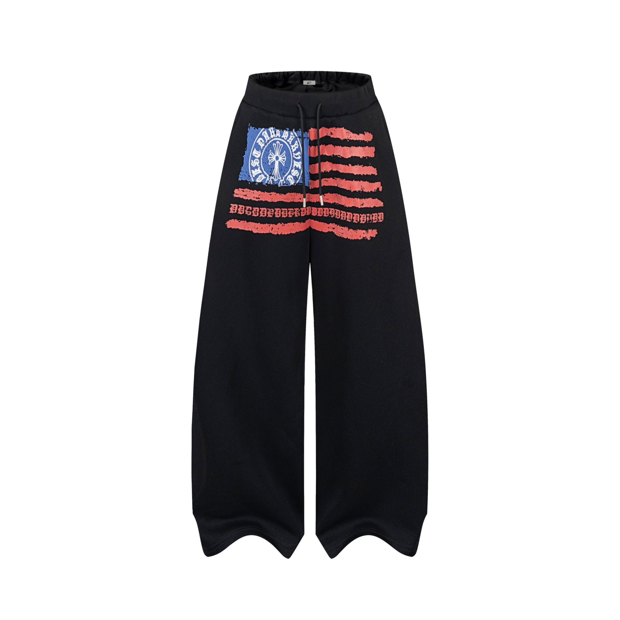 Omirad Flag Graphic Wave-Hem Wide-Leg Sweatpants