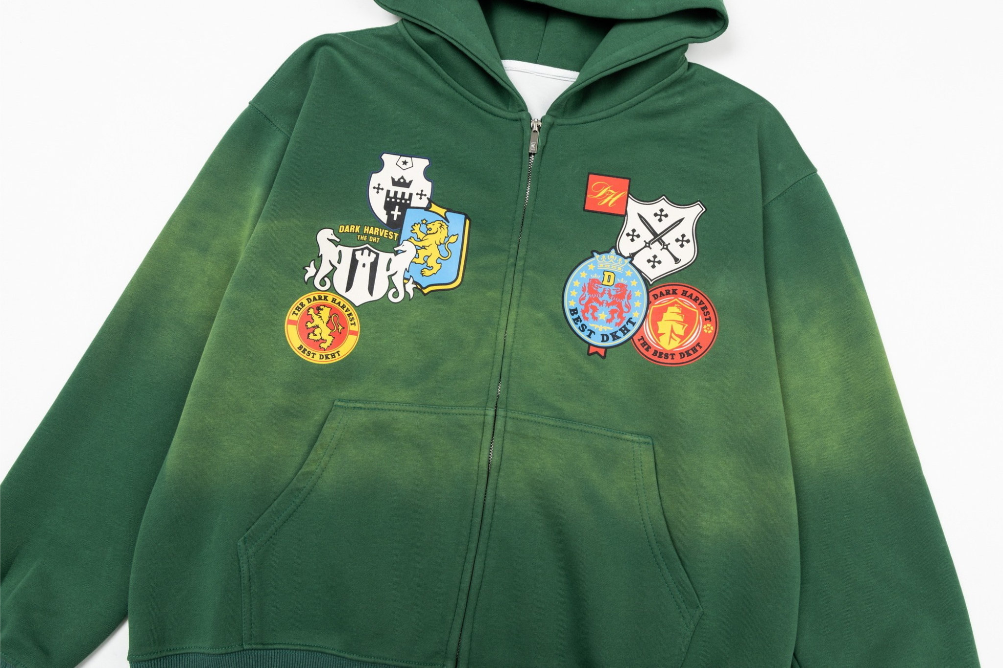 Crest Patch Zip-Up Hoodie | Vintage Collegiate Streetwear