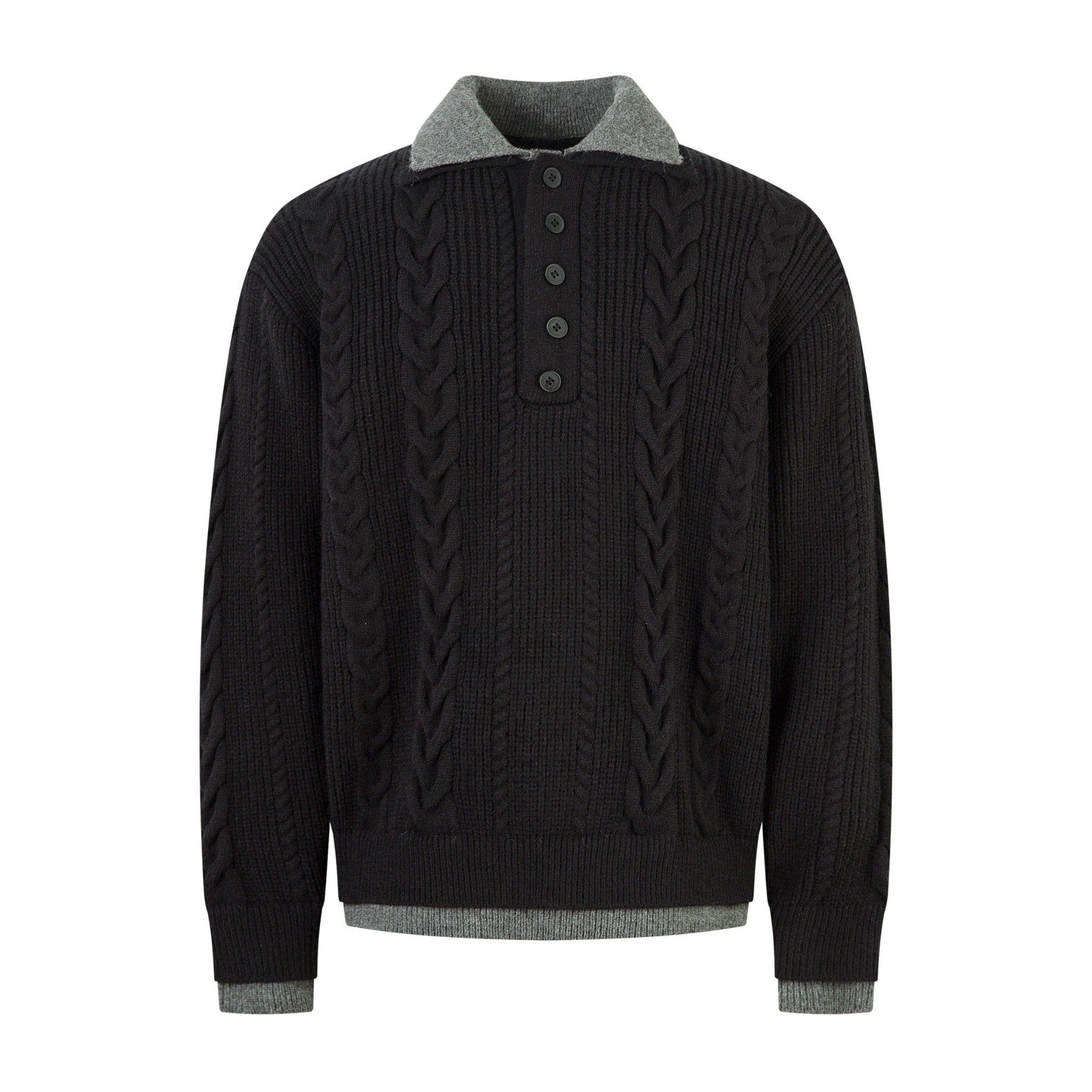 Omirad Vintage Cable Knit Polo Sweater | Contrast Collar