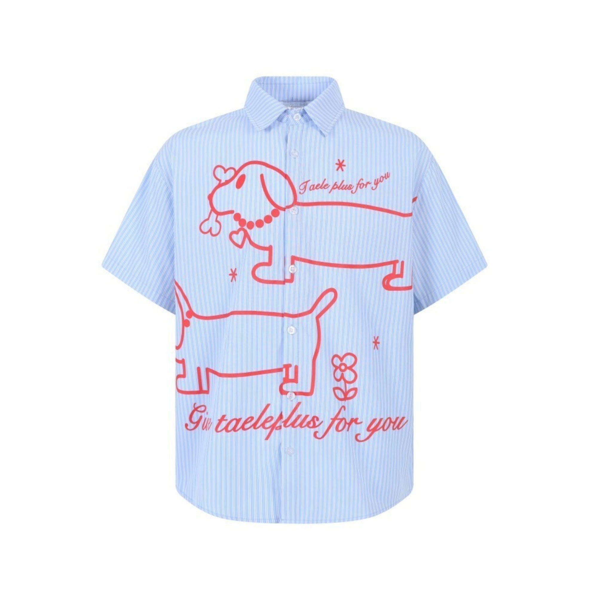 Omirad Puppy For You Striped Boxy Short-Sleeve Shirt