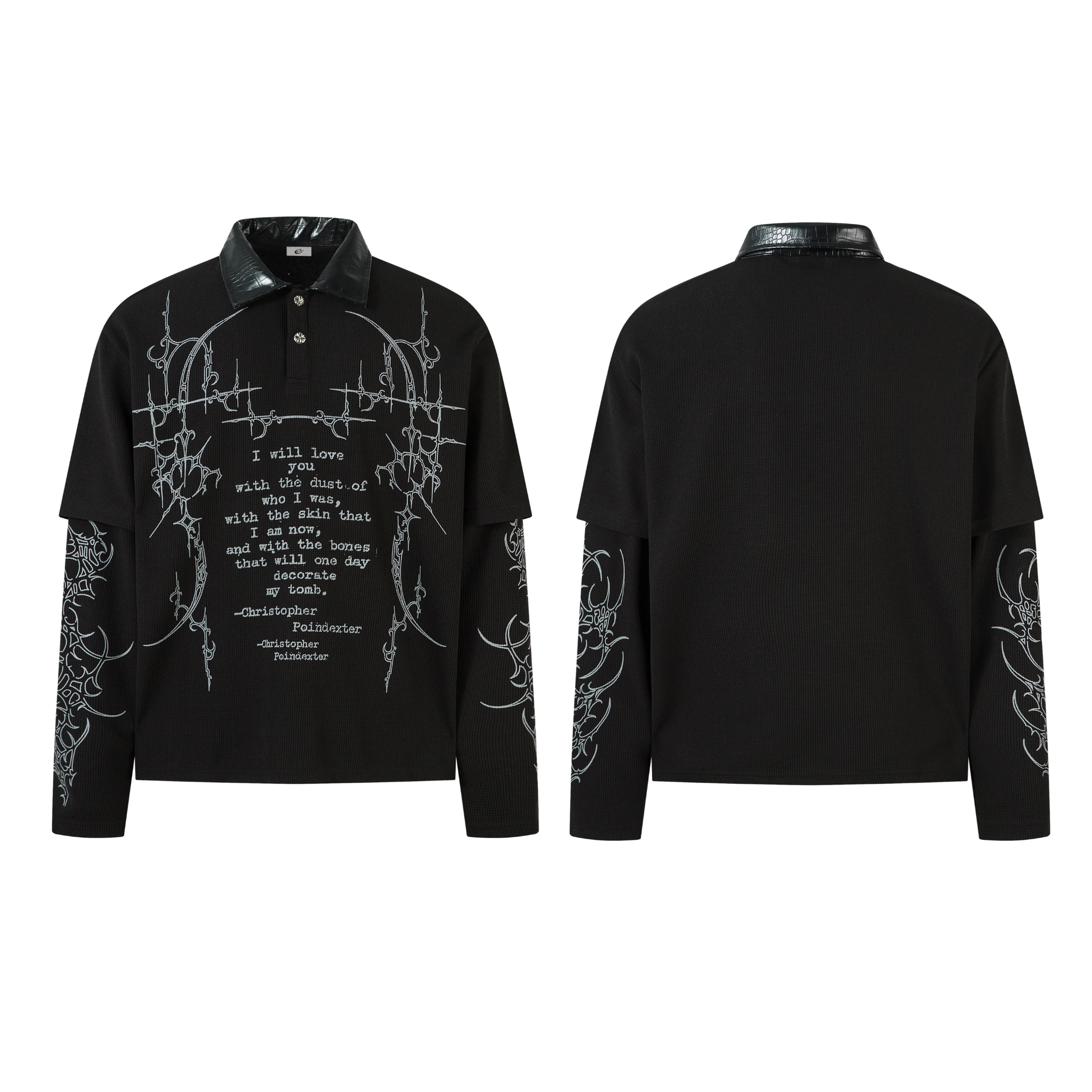 Omirad Barbed Poetry Layered Long Sleeve Polo Shirt