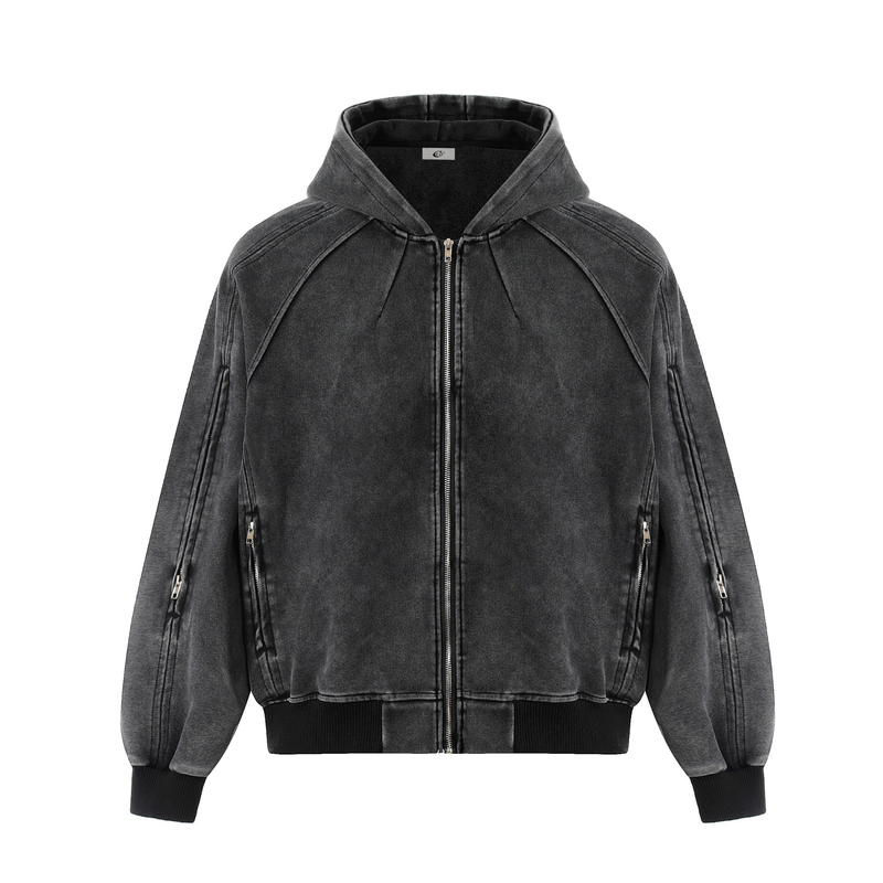 Sculpted Seam Zip-Up Hoodie Jacket | Structured Street Style