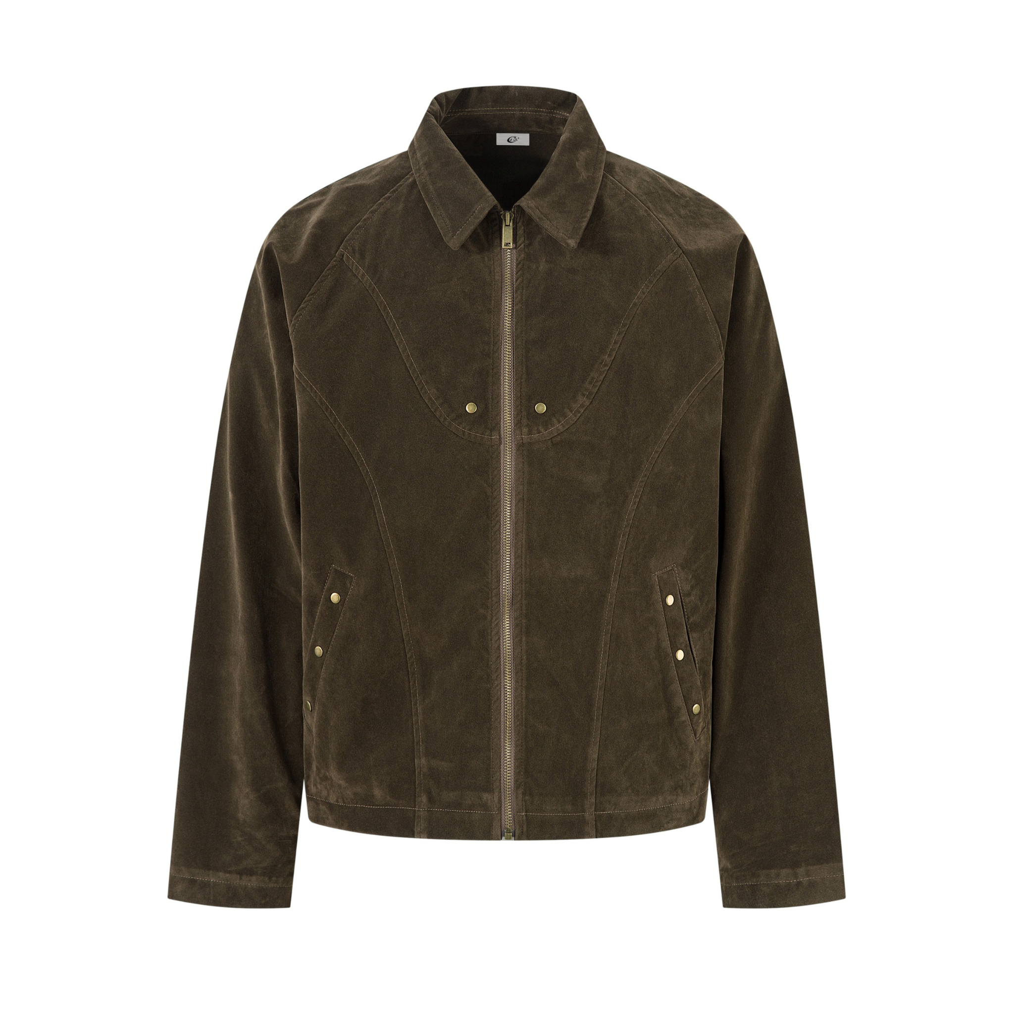 Suede-Texture Arc Panel Zip Jacket | Streetwear Outerwear