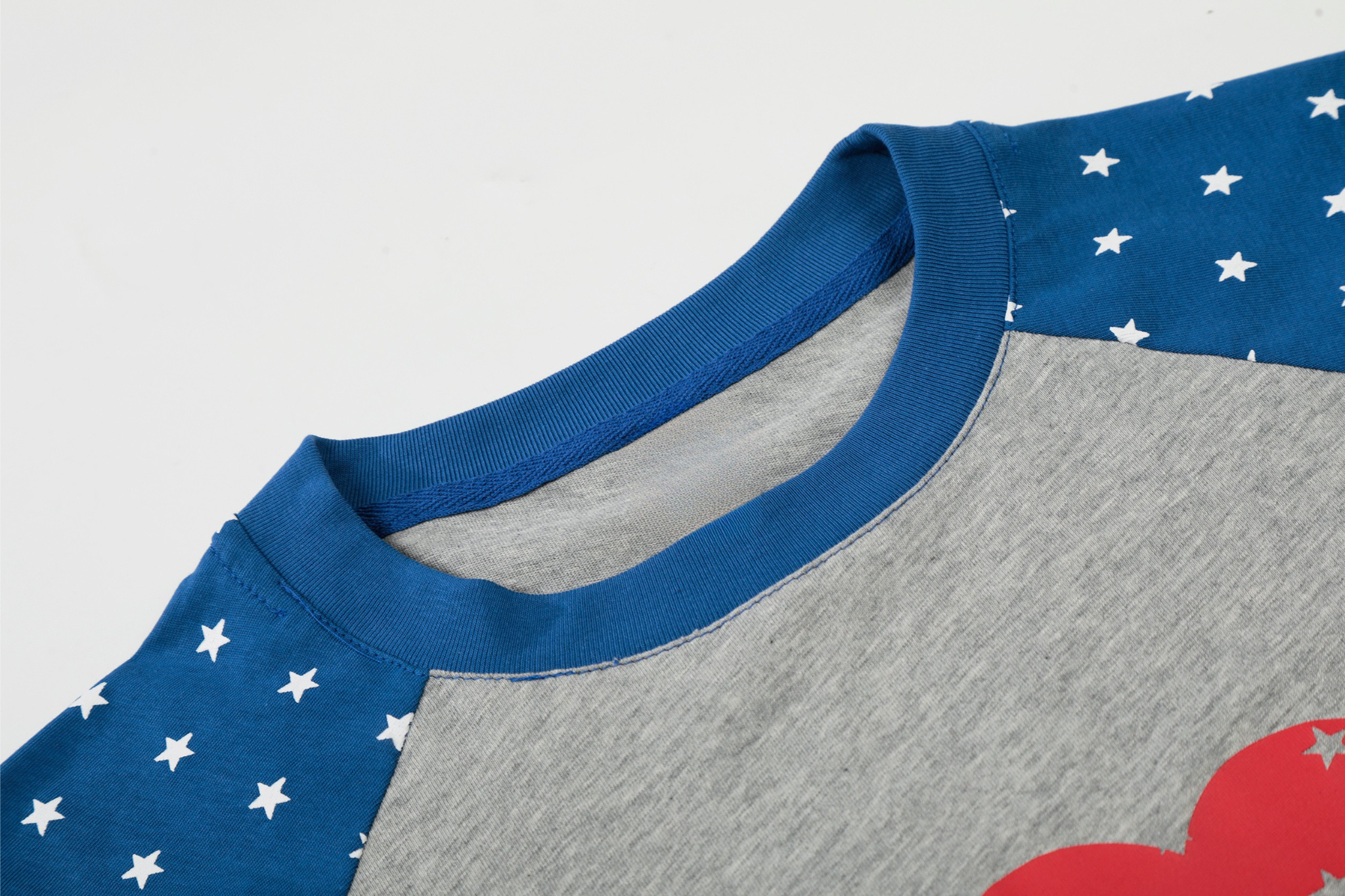 I Love EMO Raglan Long Sleeve Tee | Star-Pattern Contrast Sleeves