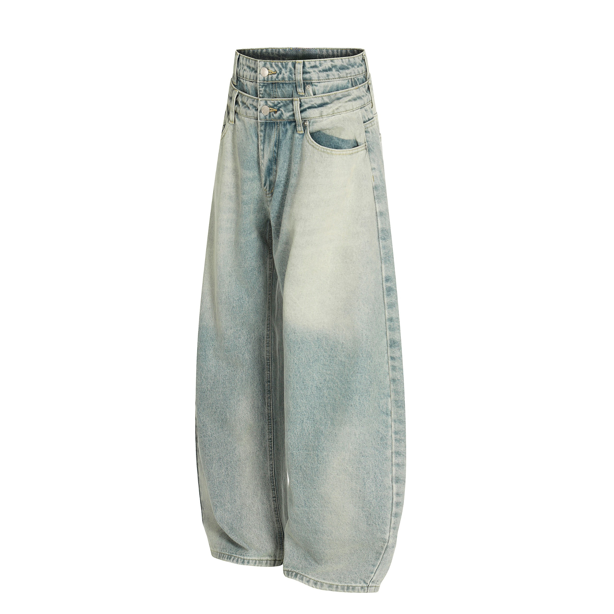 Double-Waist Balloon Fit Vintage Jeans | Oversized Denim