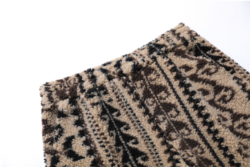 Tribal Jacquard Fleece Wide-Leg Pants | Omirad