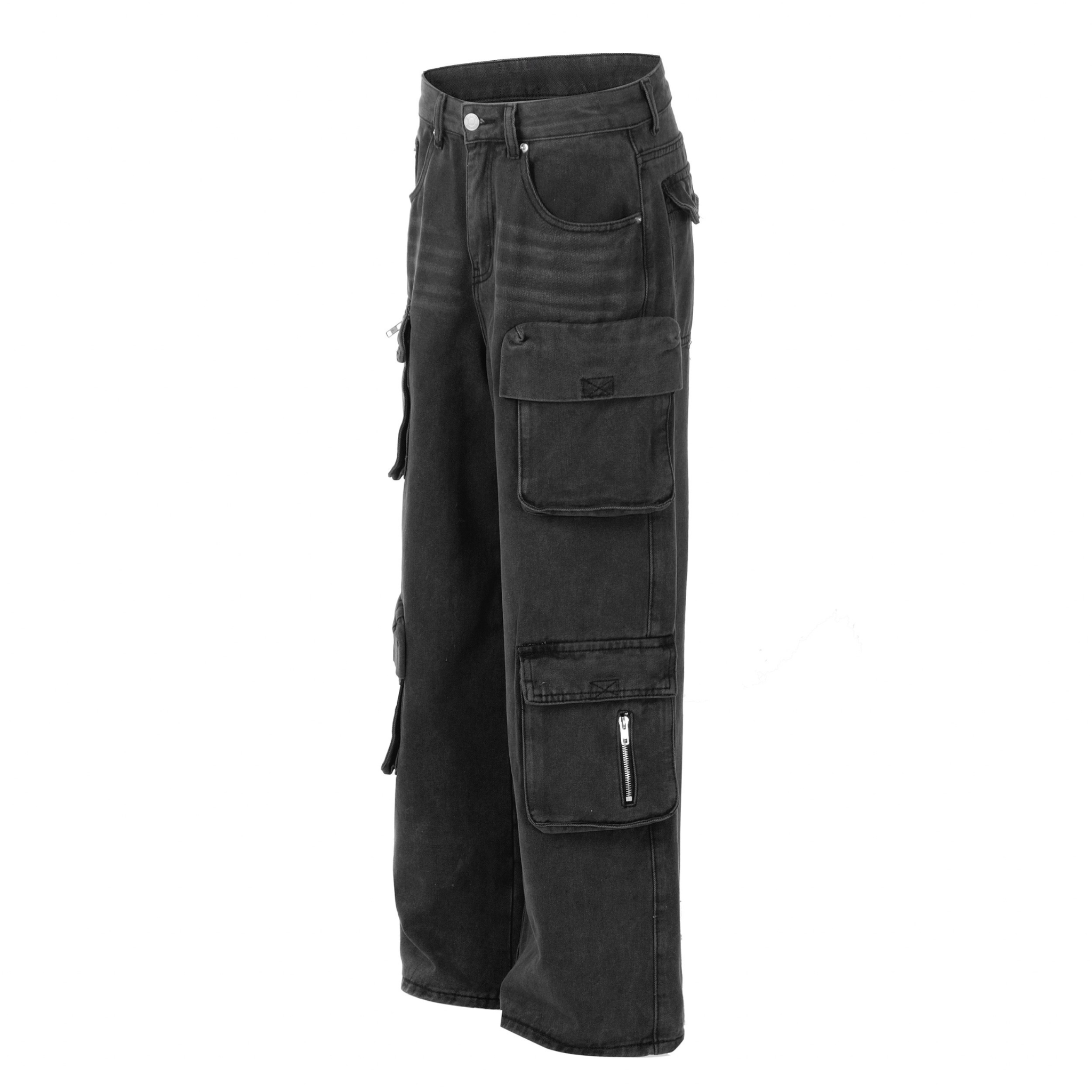 Omirad Multi-Pocket Utility Cargo Jeans | Wide-Leg Streetwear