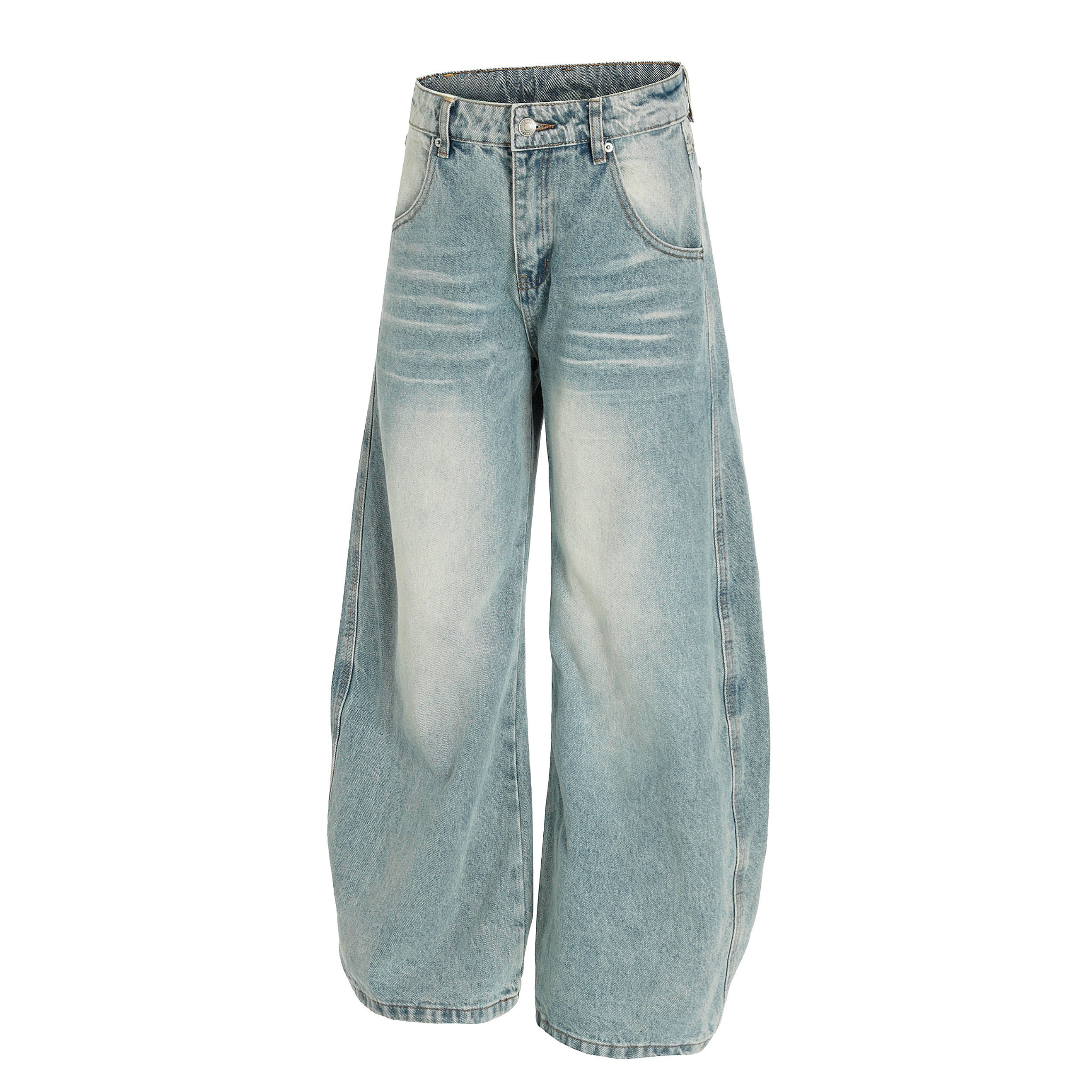 Omirad Light-Wash Barrel-Leg Jeans | Oversized Vintage Denim