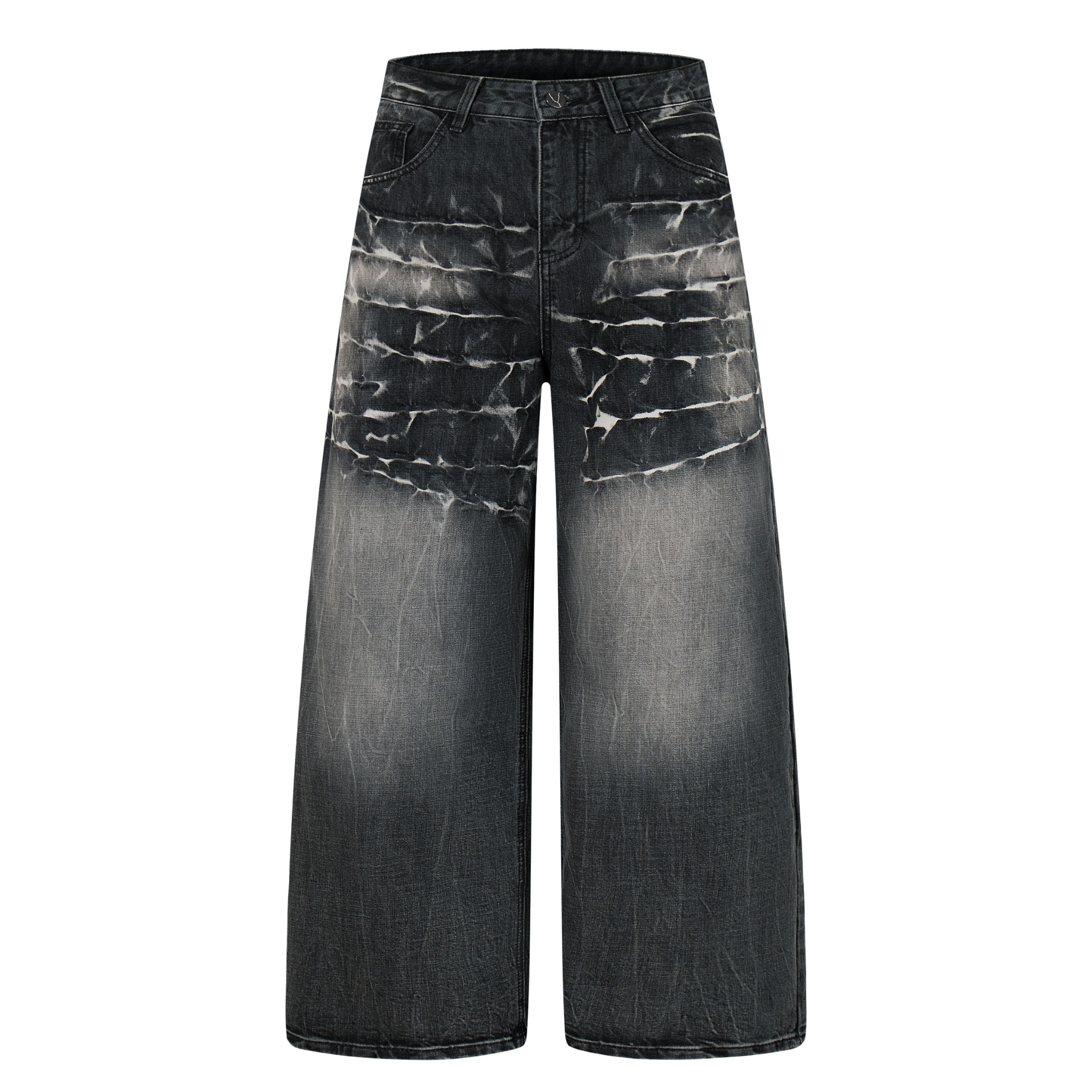 Omirad Cracked-Wash Wide-Leg Jeans | 100% Cotton Streetwear