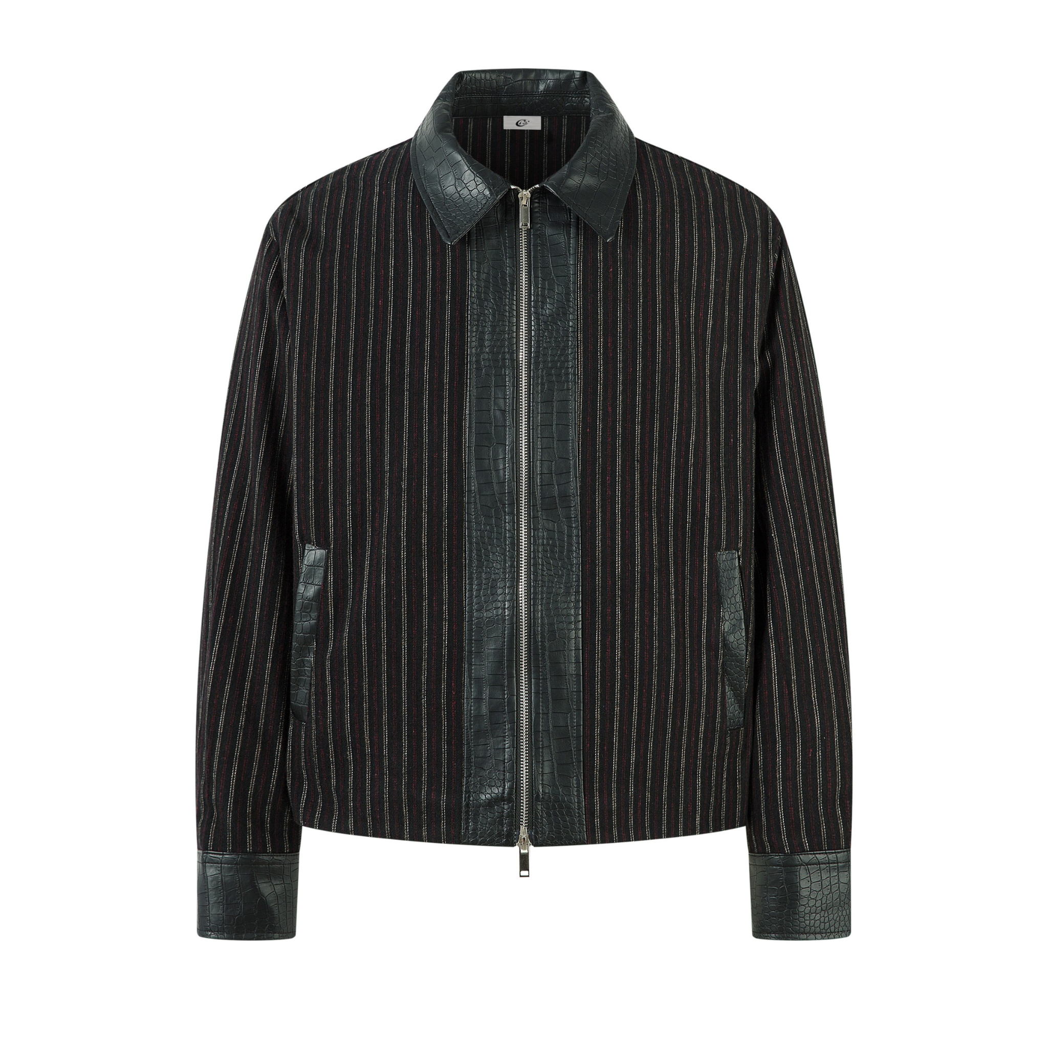 Omirad Striped Faux-Leather Trim Jacket | Streetwear