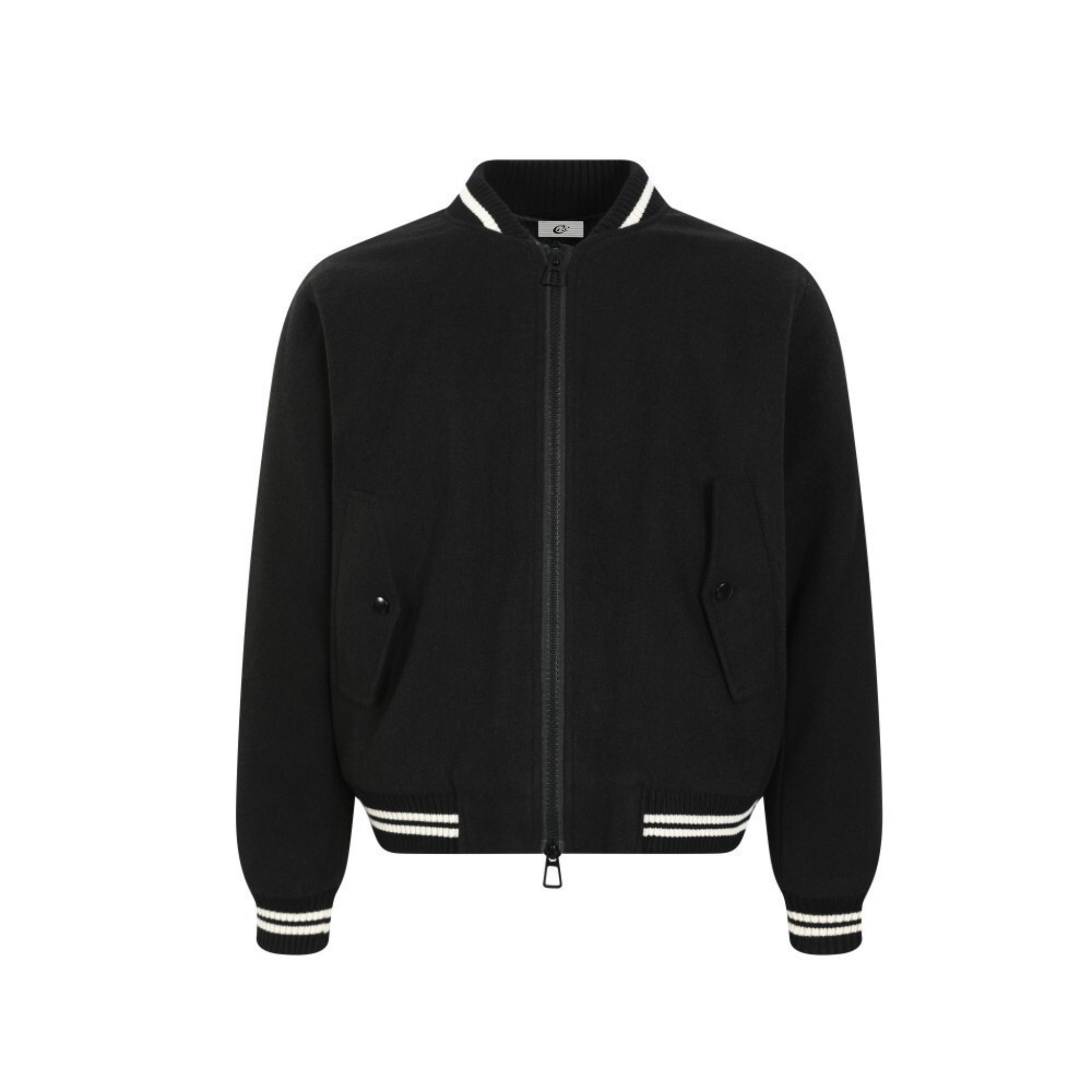 Omirad Minimal Varsity Bomber Jacket | Black Zip-Up