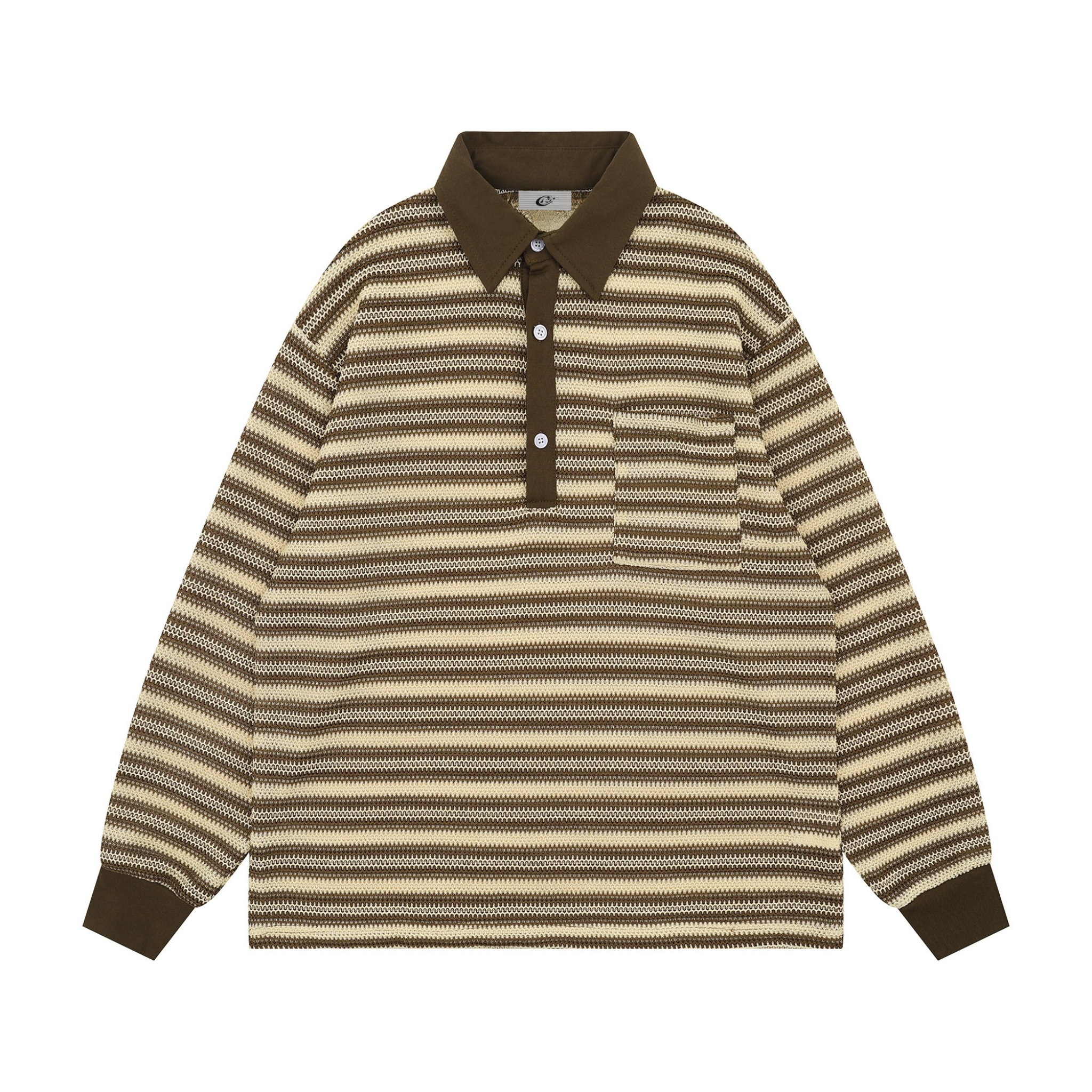 Omirad Striped Knit Long-Sleeve Polo | Retro Streetwear
