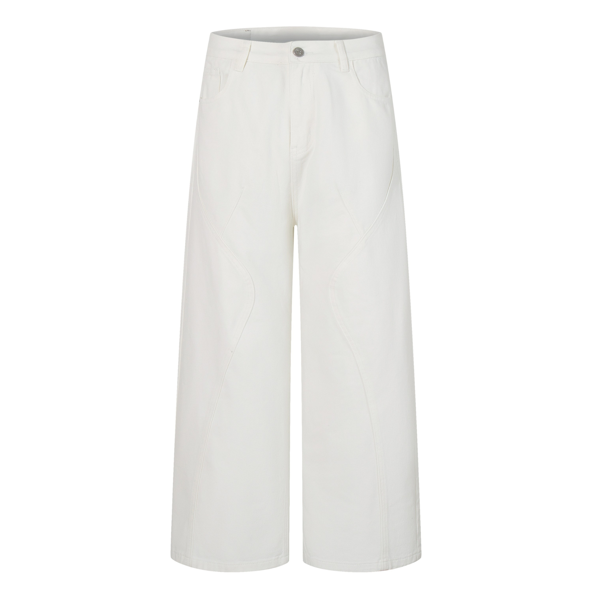 Omirad Clean-Edge White Wide-Leg Jeans | Curved Panel Denim