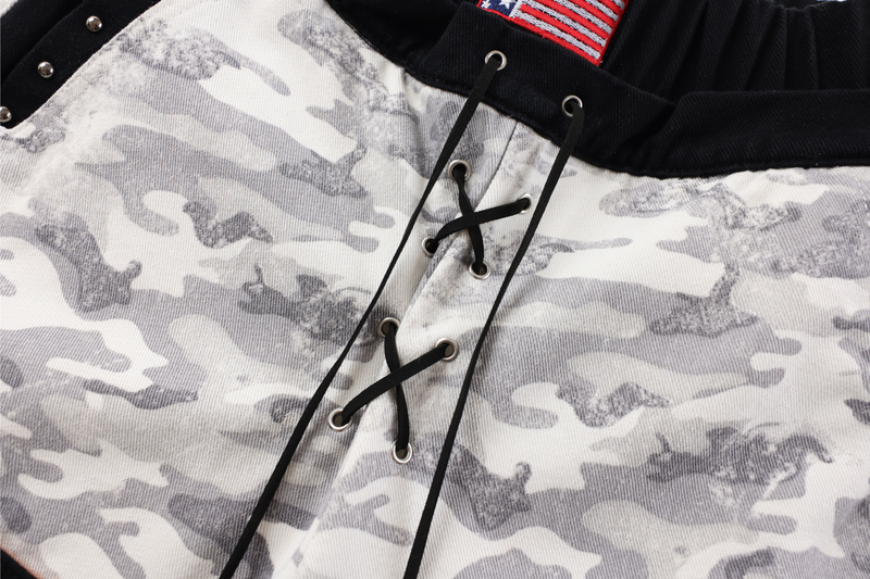 Camo Patchwork Cargo Pants | Curved Wide-Leg Streetwear
