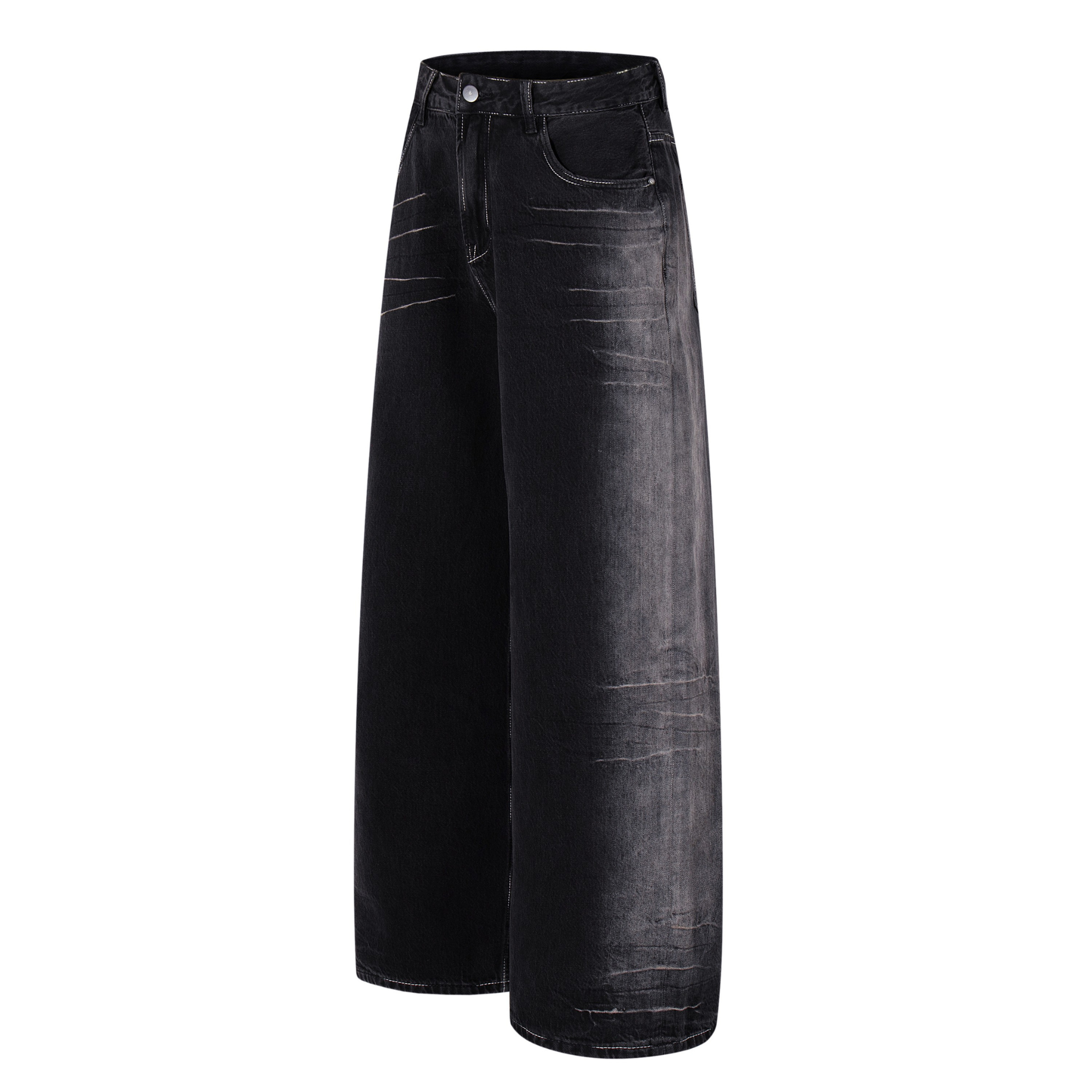 Omirad Minimal Fade Wide-Leg Jeans | Dark Wash Streetwear Denim