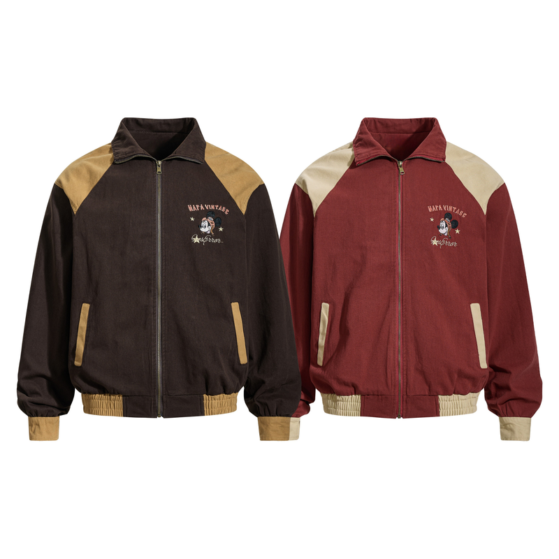 Mafa Vintage Raglan Bomber Jacket | Retro Mickey Embroidery