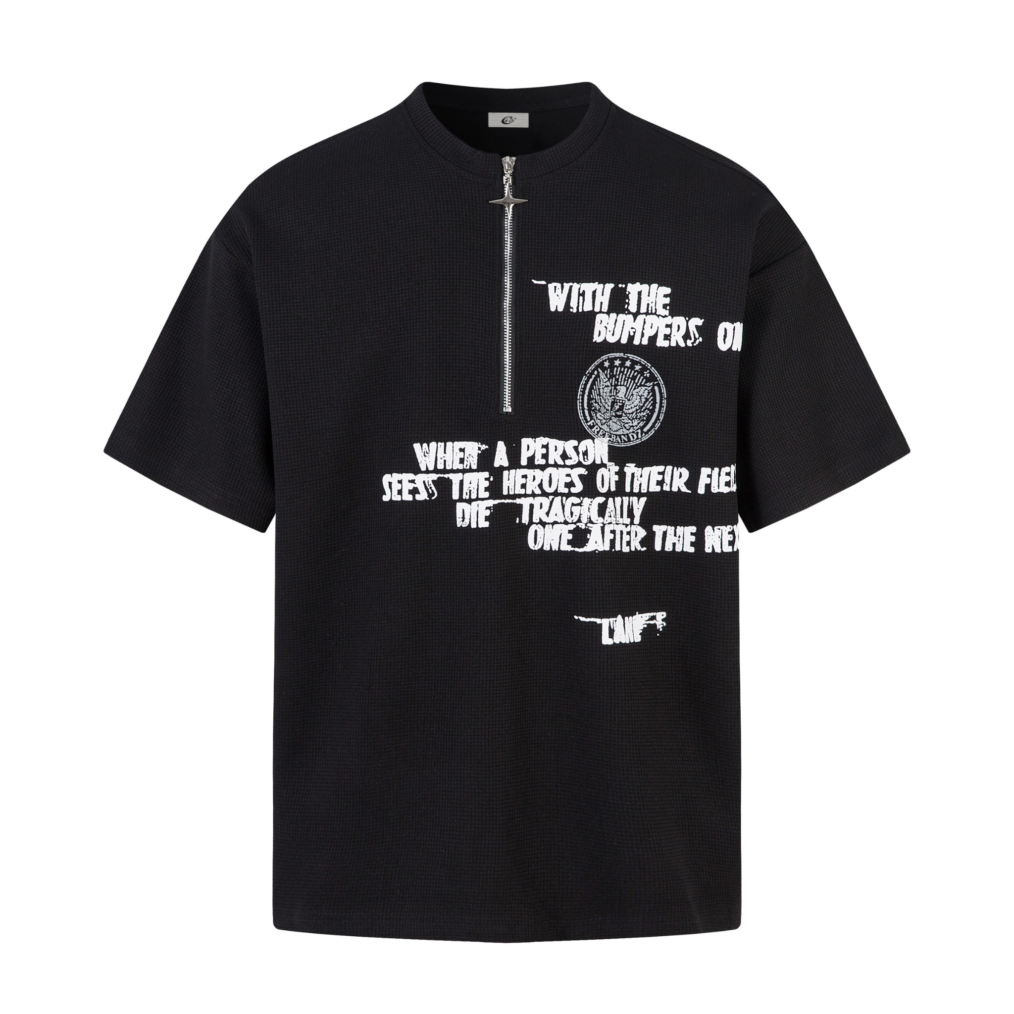 Omirad Half-Zip Neck Graphic T-Shirt | Streetwear Tee