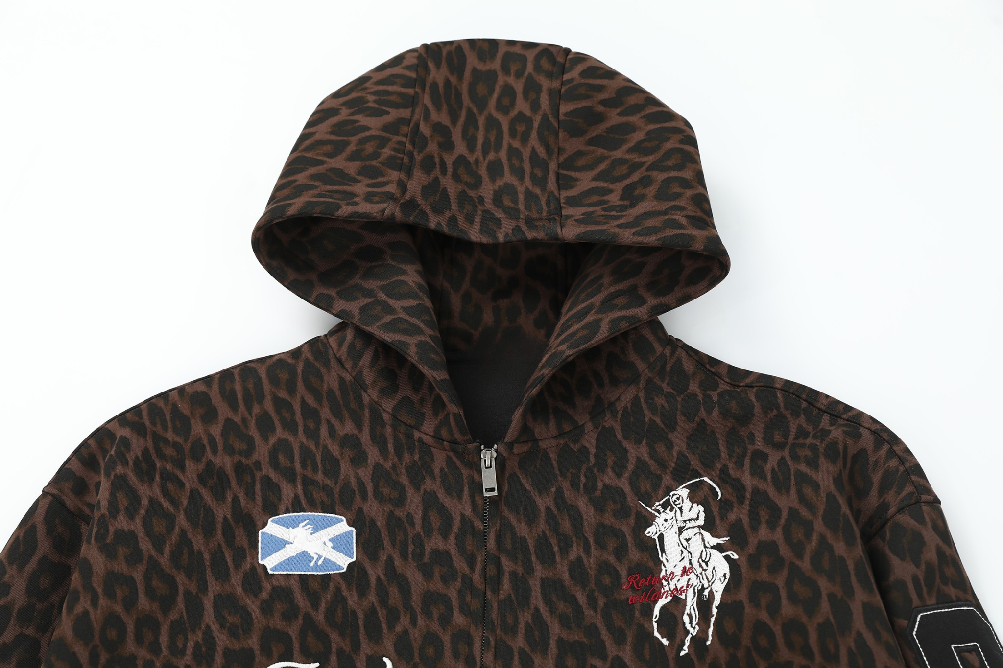 Omirad Leopard Crest Zip Hoodie | Street Varsity Style