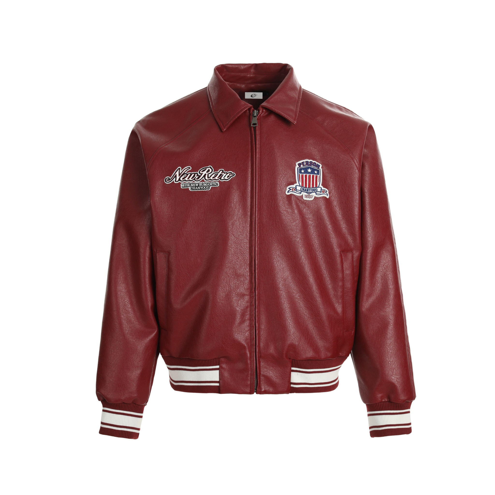 Varsity Patch PU Leather Bomber Jacket | Retro Streetwear