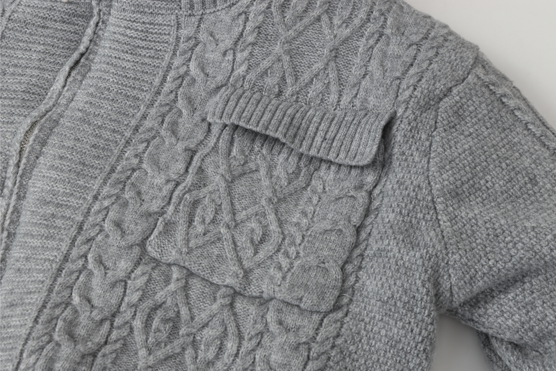 Fleece-Lined Cable Knit Zip Jacket | Faux Fur Collar
