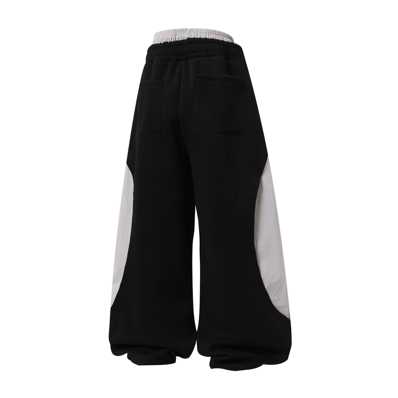Double-Waist Stripe Wide-Leg Sweatpants | Oversized Streetwear