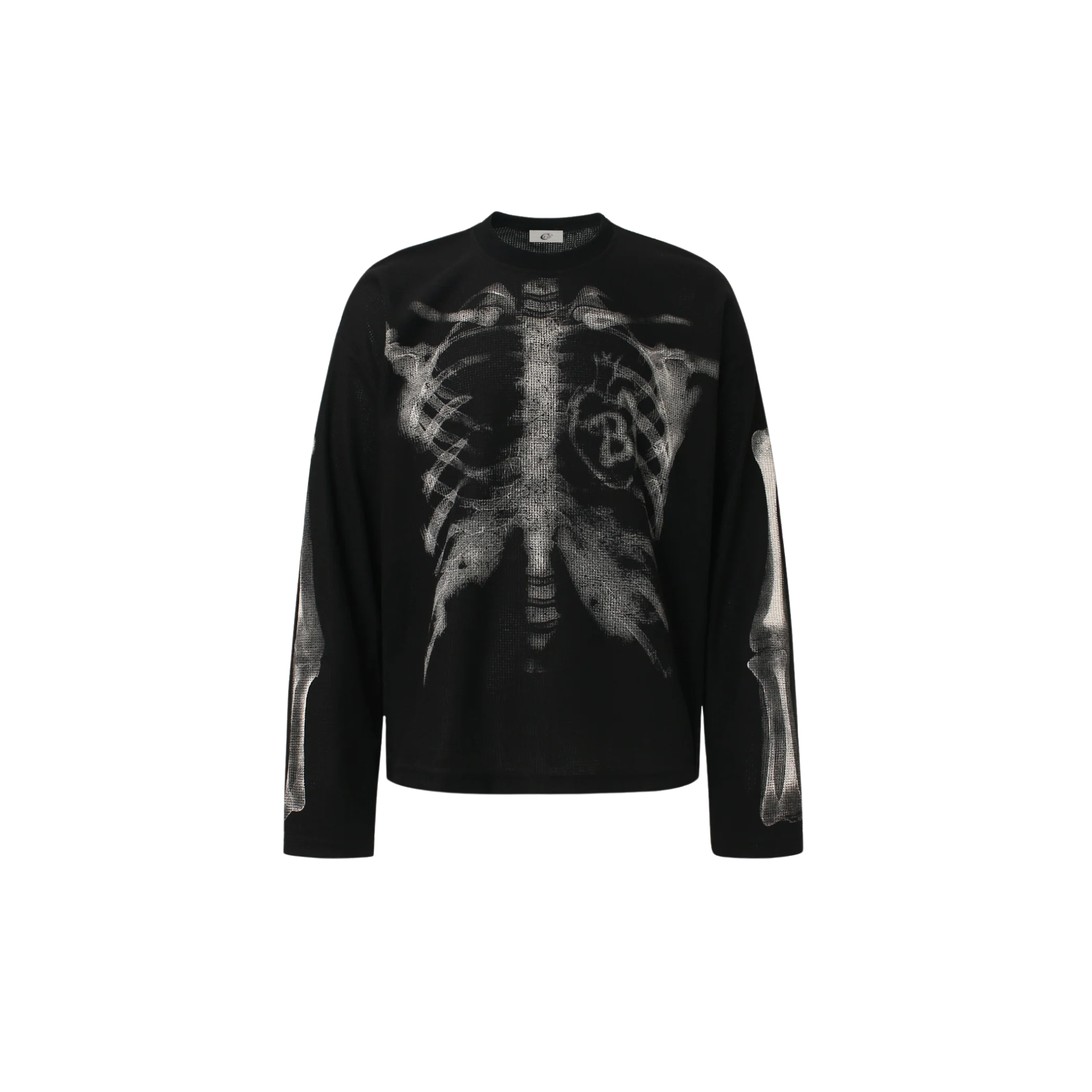 Skeleton X-Ray Print Long Sleeve Waffle Tee | Omirad
