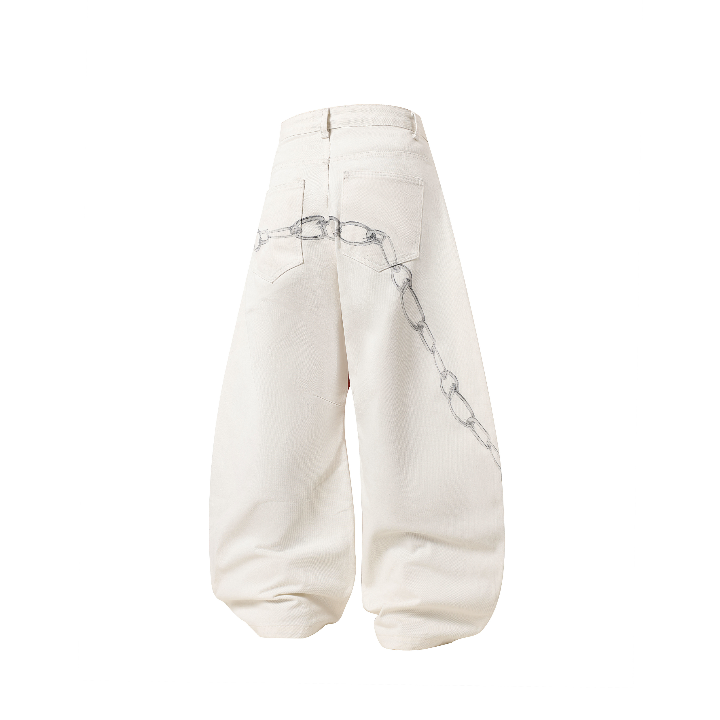 Omirad Chain Print Cross Barrel Jeans | Avant-Garde Streetwear
