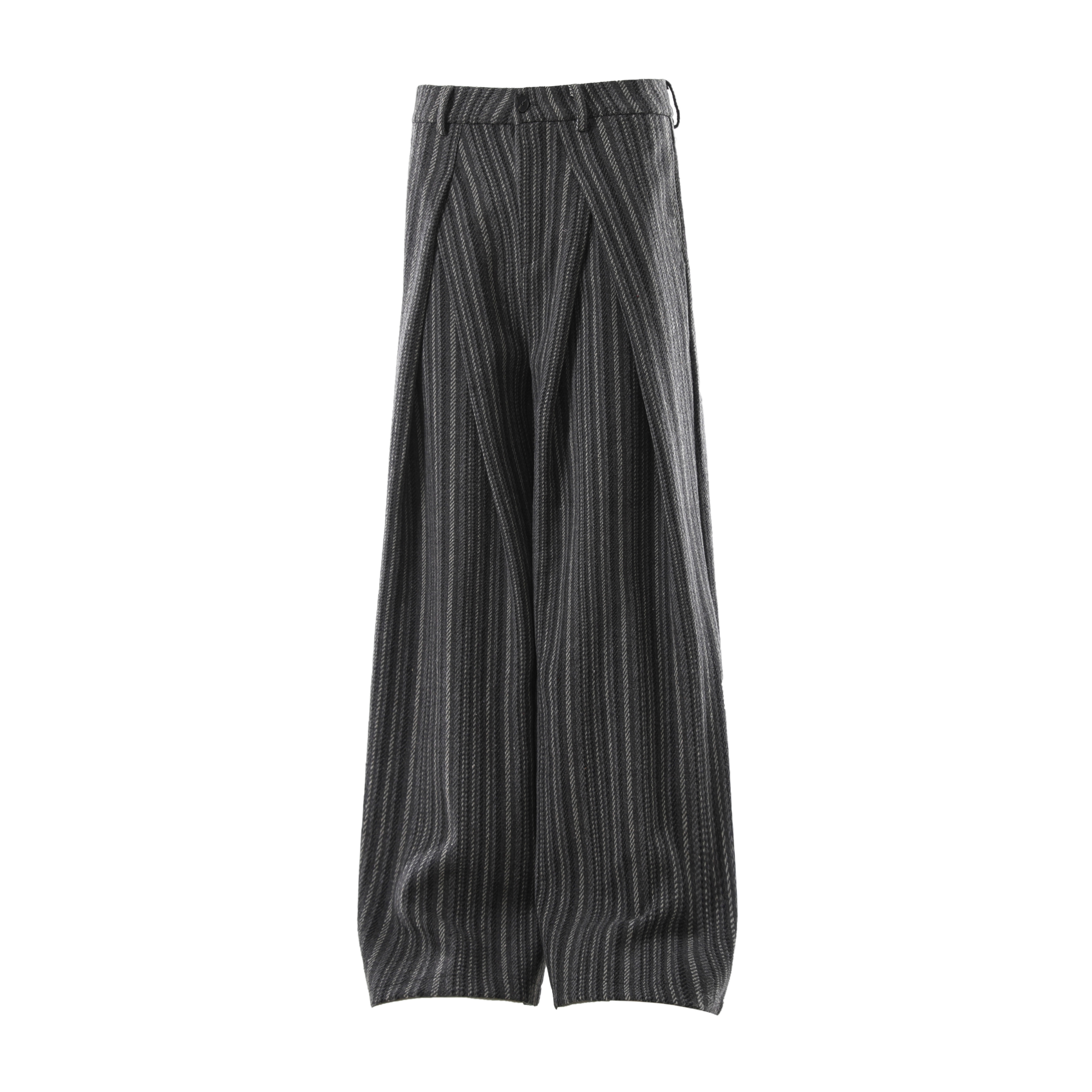Omirad Pleated Panel Wide-Leg Trousers | Striped Drape Pants