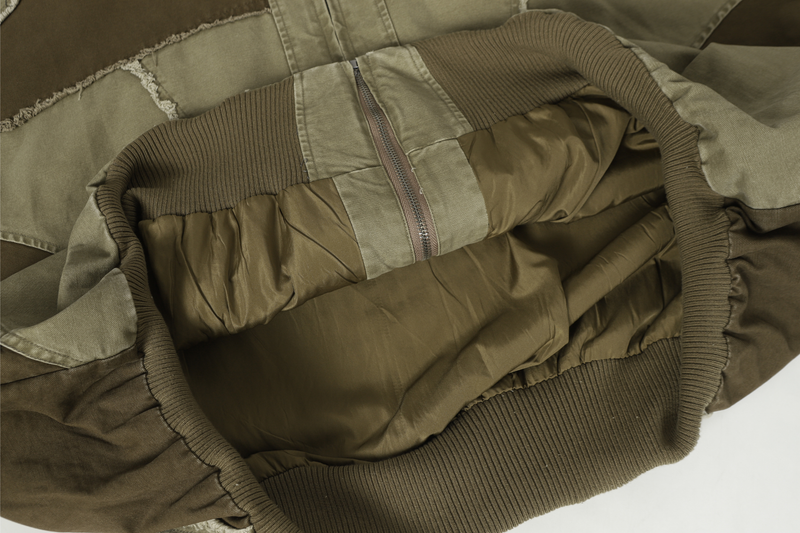 Multi-Panel Distressed Hooded Jacket | Raw-Edge Streetwear
