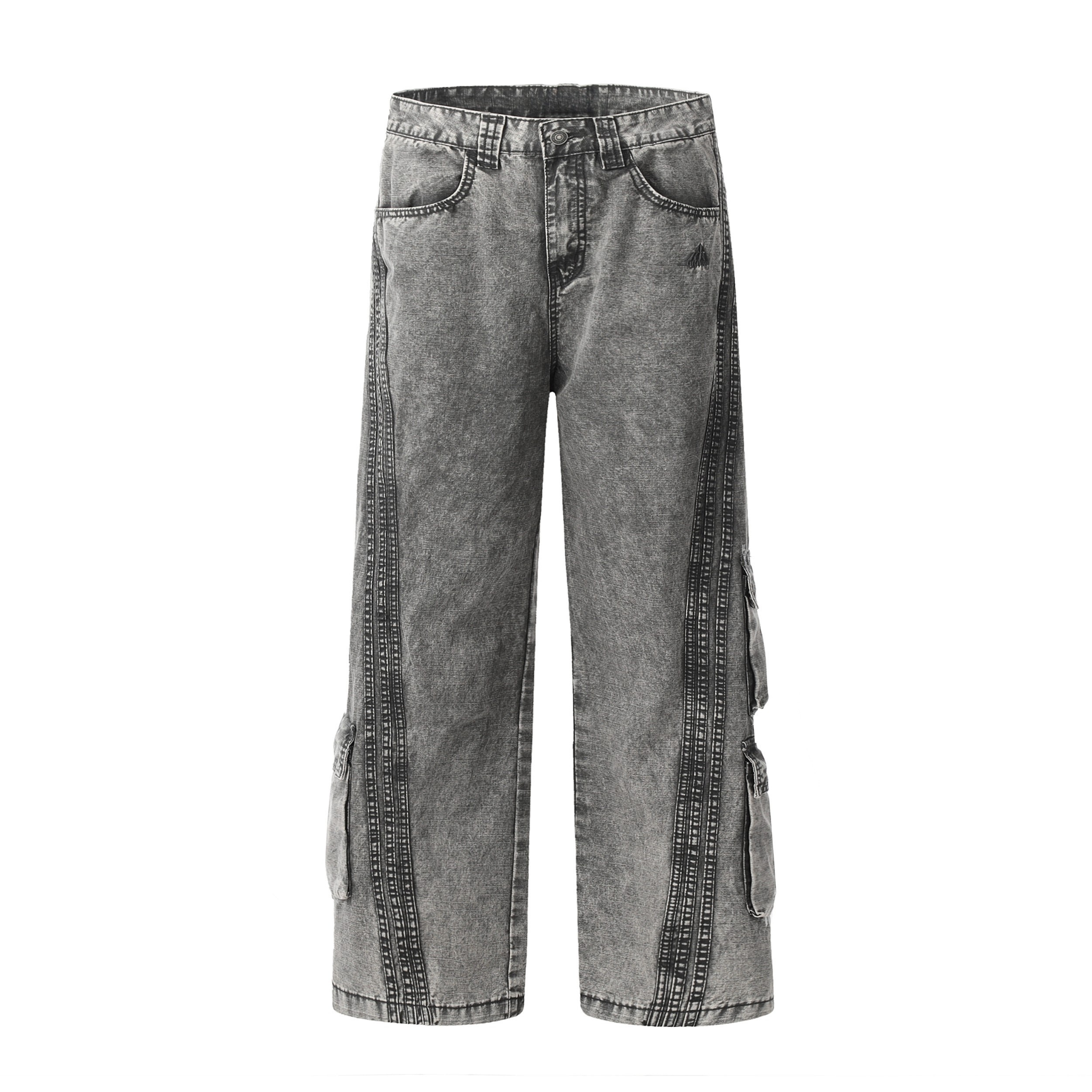 Omirad Vintage Wash Wide-Leg Cargo Jeans | Multi-Pocket
