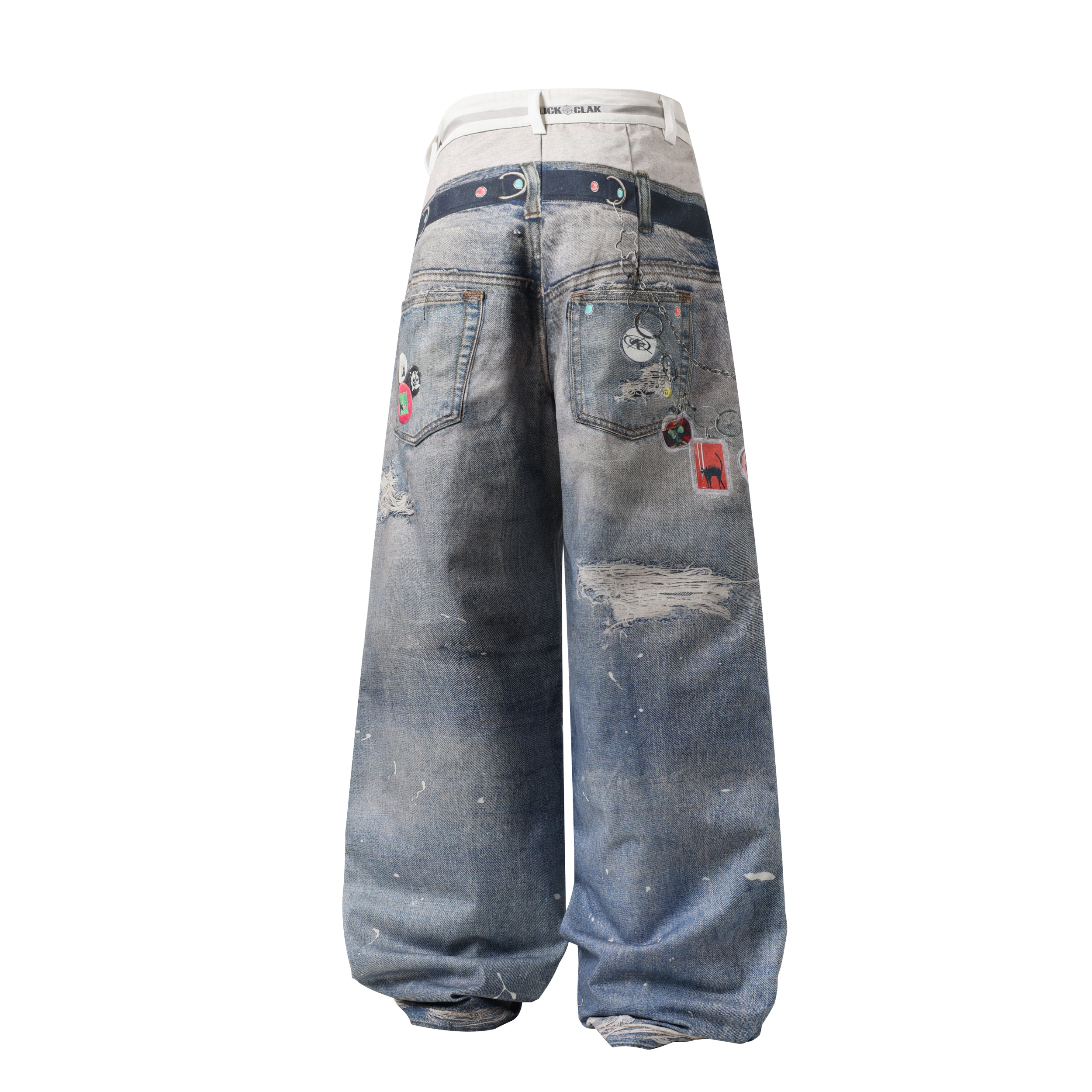 Omirad Vintage Patchwork Barrel Jeans | Y2K Distressed Denim