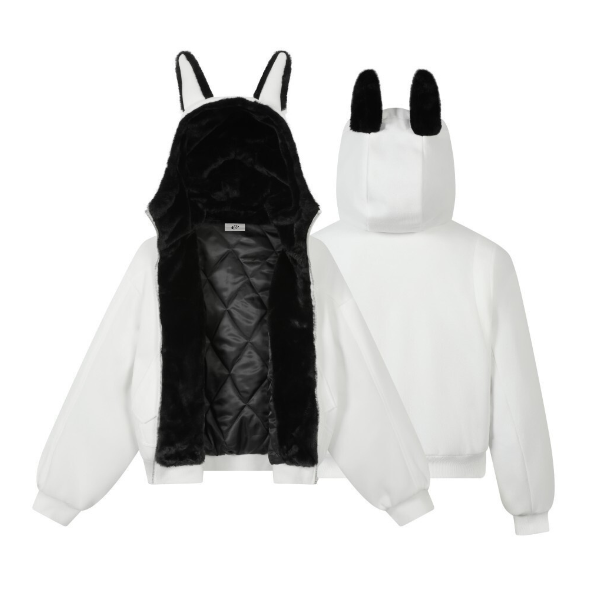 Bunny Ear Sherpa Lined Zip-Up Hoodie Jacket | Omirad