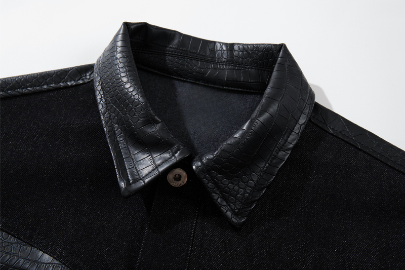 Omirad Black Denim Panel Jacket | Structured Cropped Fit