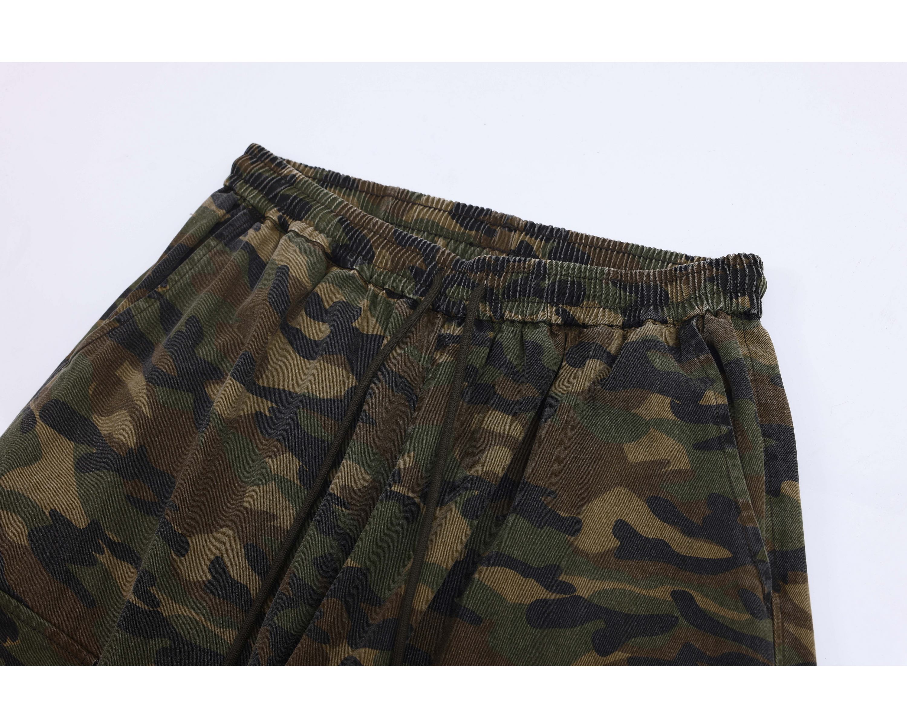 Men's Camo Wide-Leg Cargo Pants | 100% Cotton Streetwear