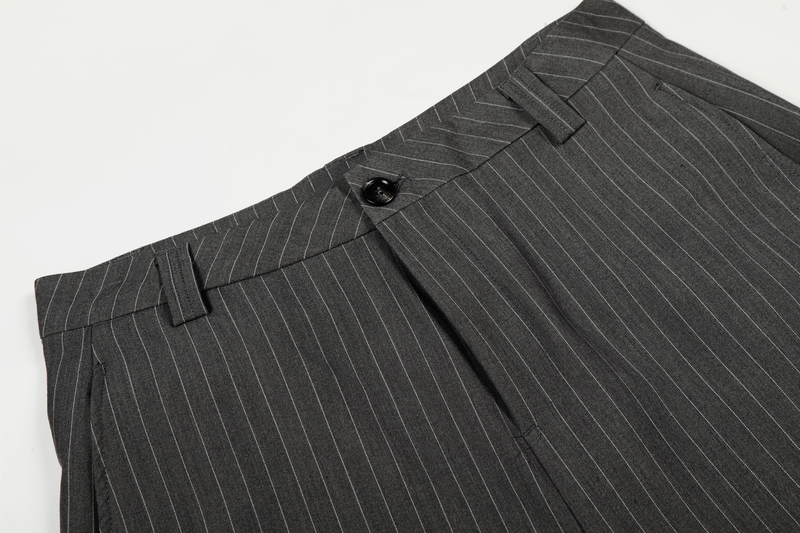 Omirad Pinstripe Wide-Leg Trousers | Grey Tailored Pants
