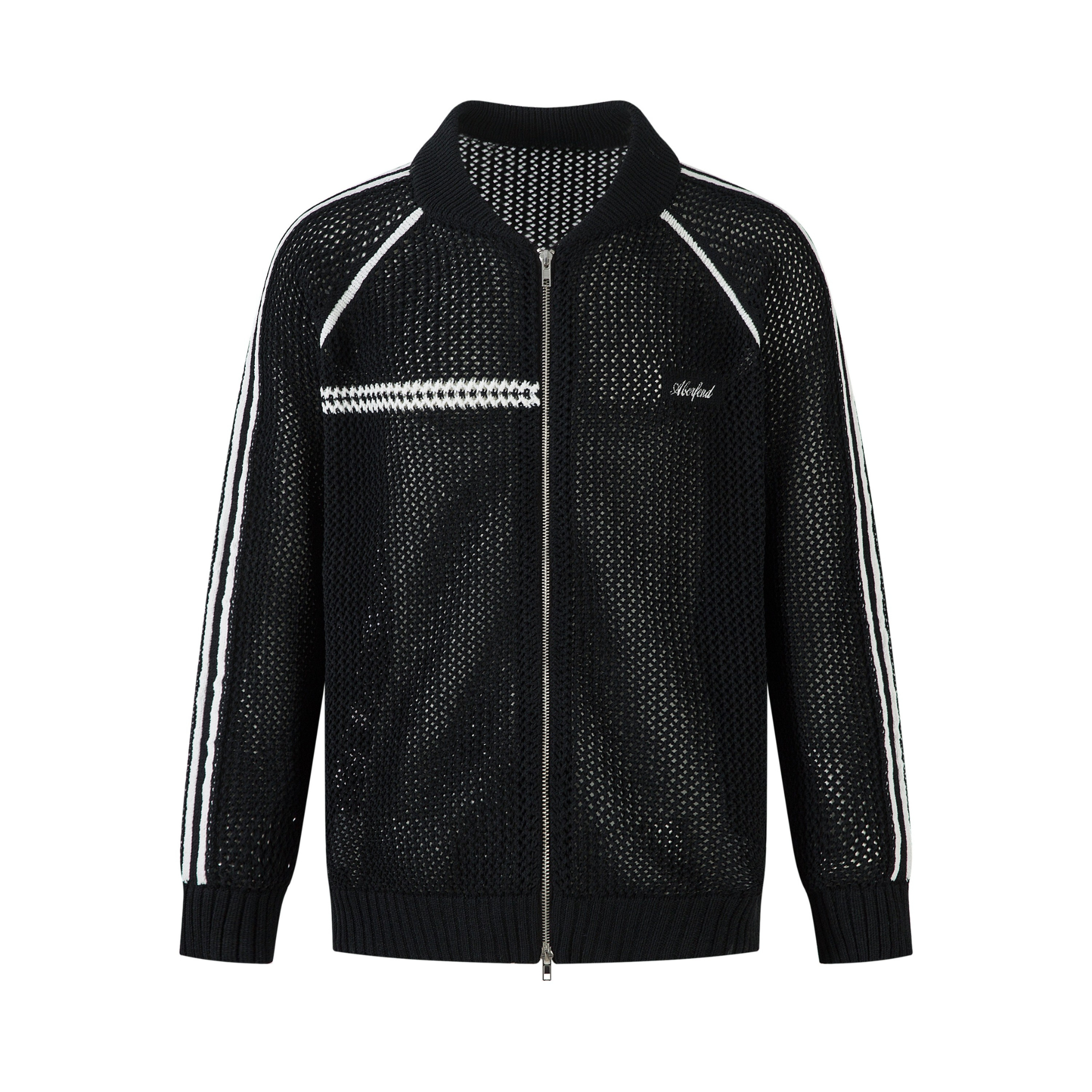 Omirad Mesh Knit Track Jacket | Retro Stripe Bomber