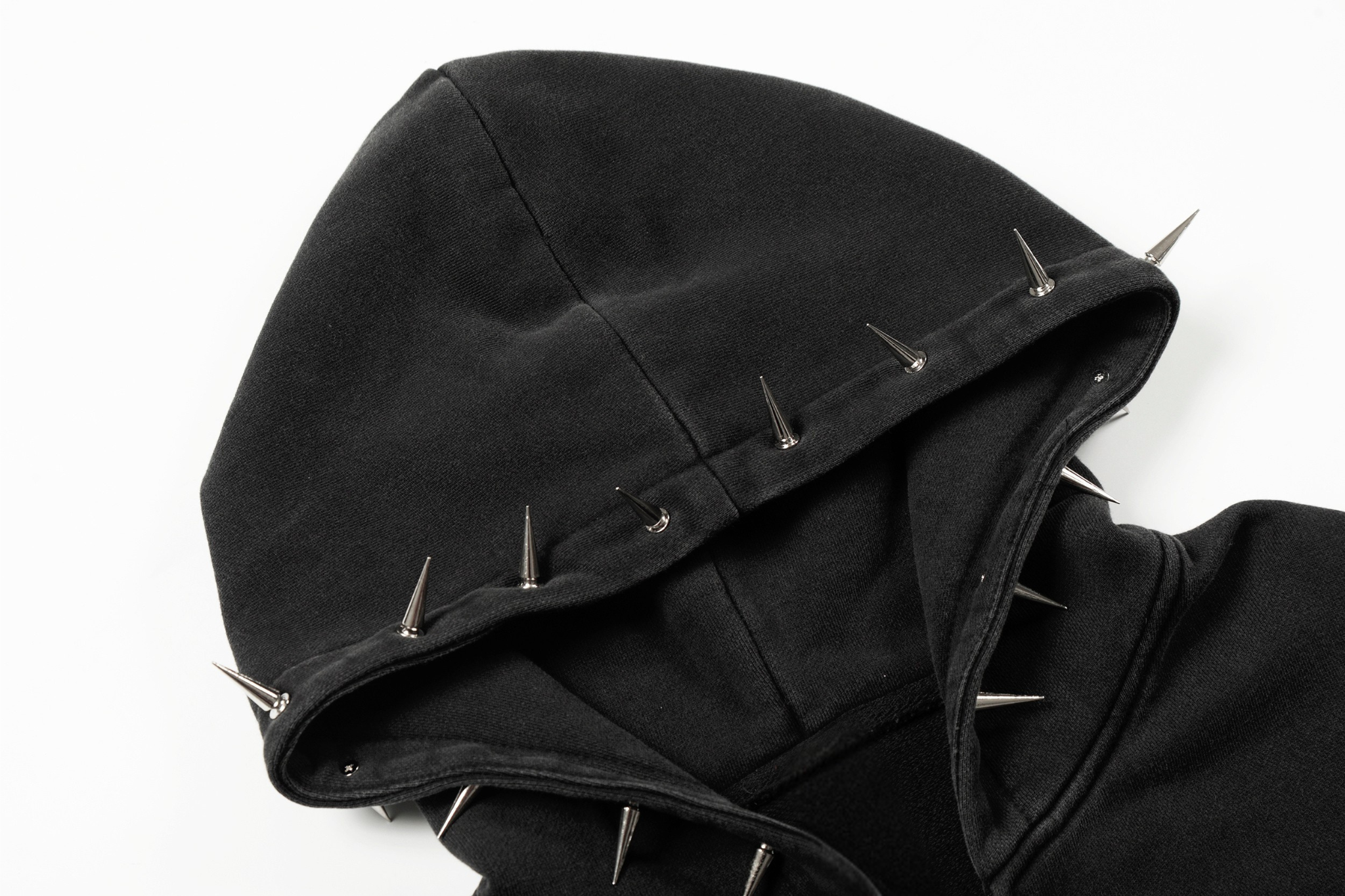 Omirad Studded Zip-Up Hoodie | Metal Spike Streetwear