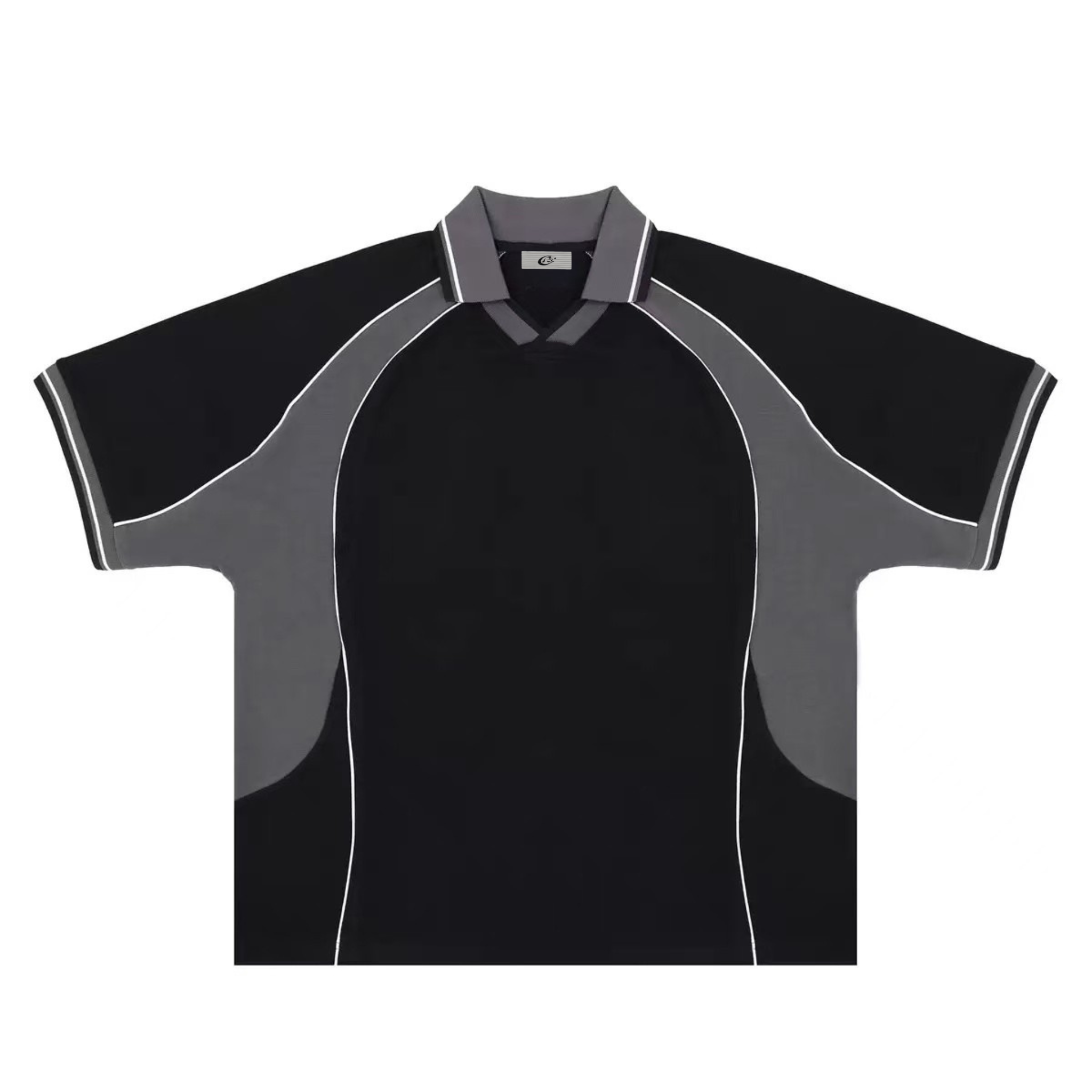 Retro Track Contrast Panel Polo Tee | Oversized Athletic Fit