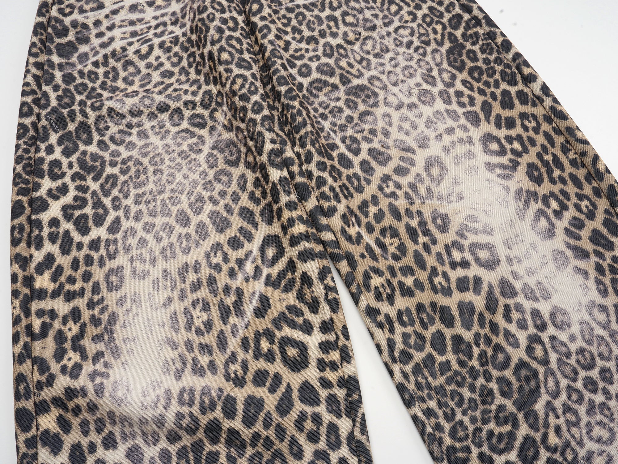 Leopard Print Wide-Leg Performance Mesh Pants | Omirad