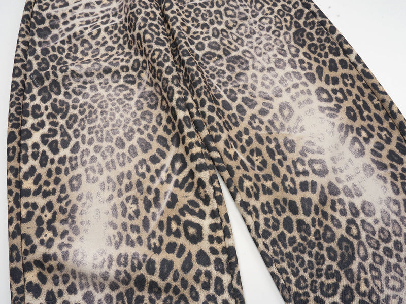Leopard Print Wide-Leg Performance Mesh Pants | Omirad