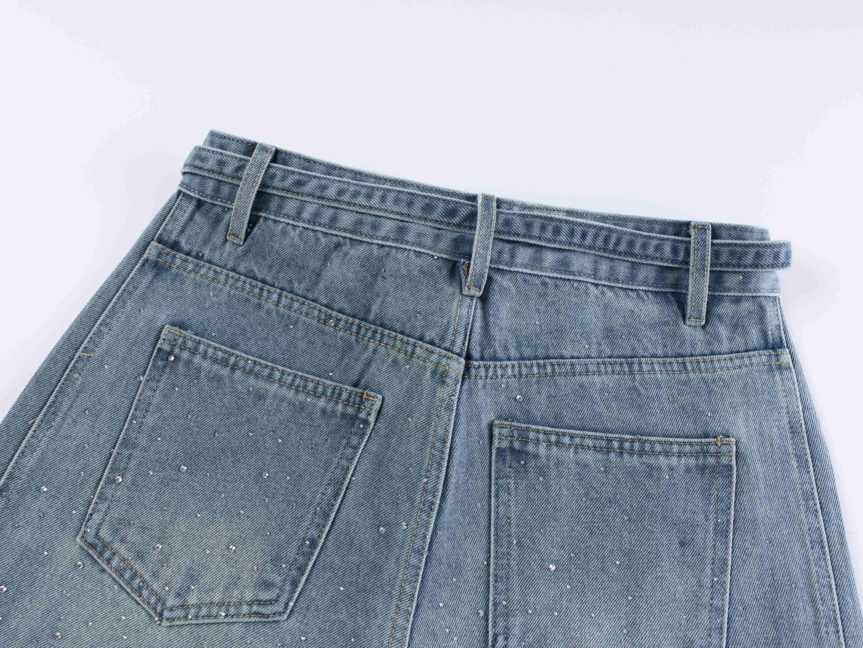 Omirad Starlight Dust Wide-Leg Baggy Jeans | Rhinestone Denim