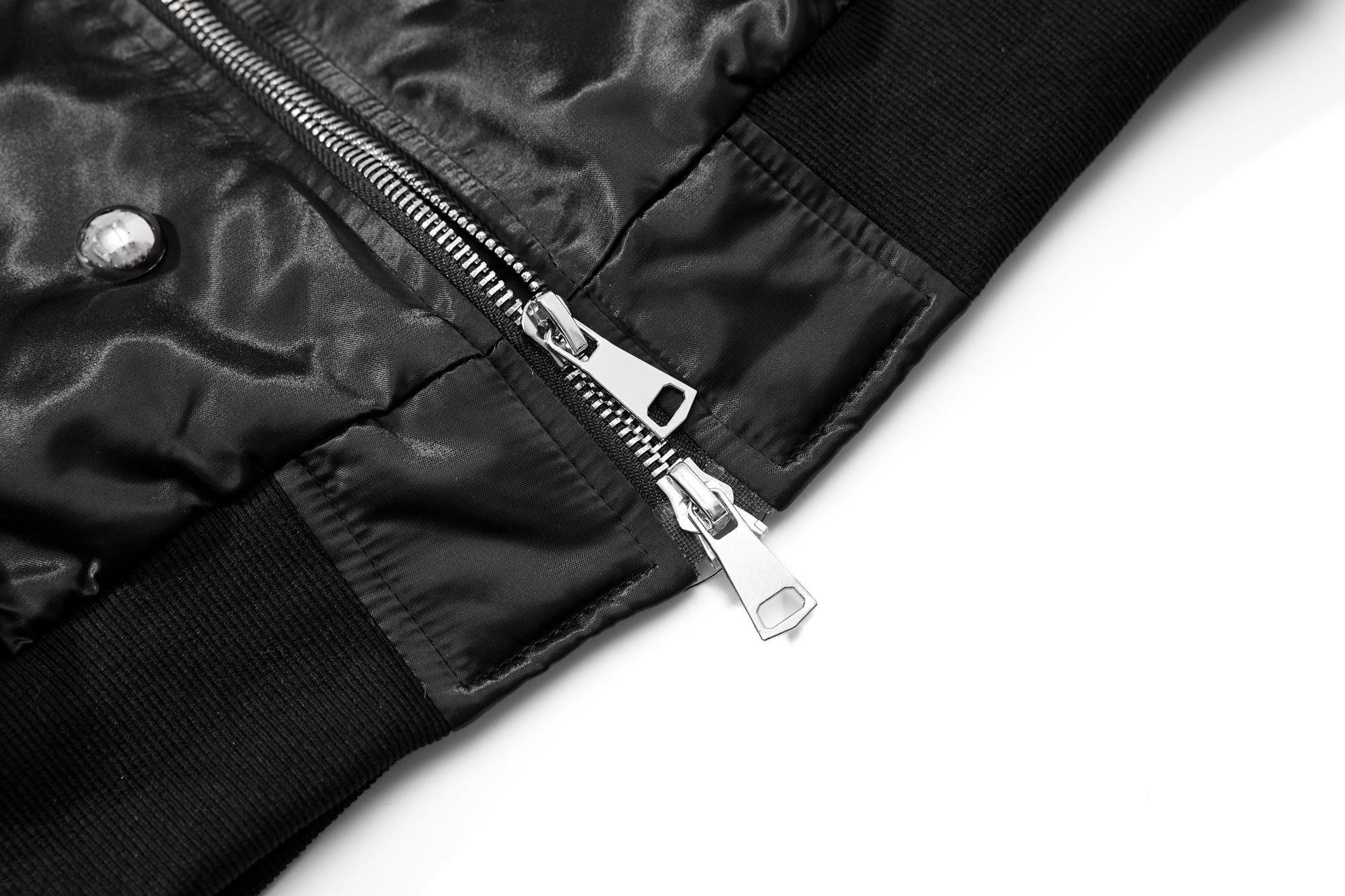Omirad Glossy Bomber Jacket with Detachable Faux Fur Collar