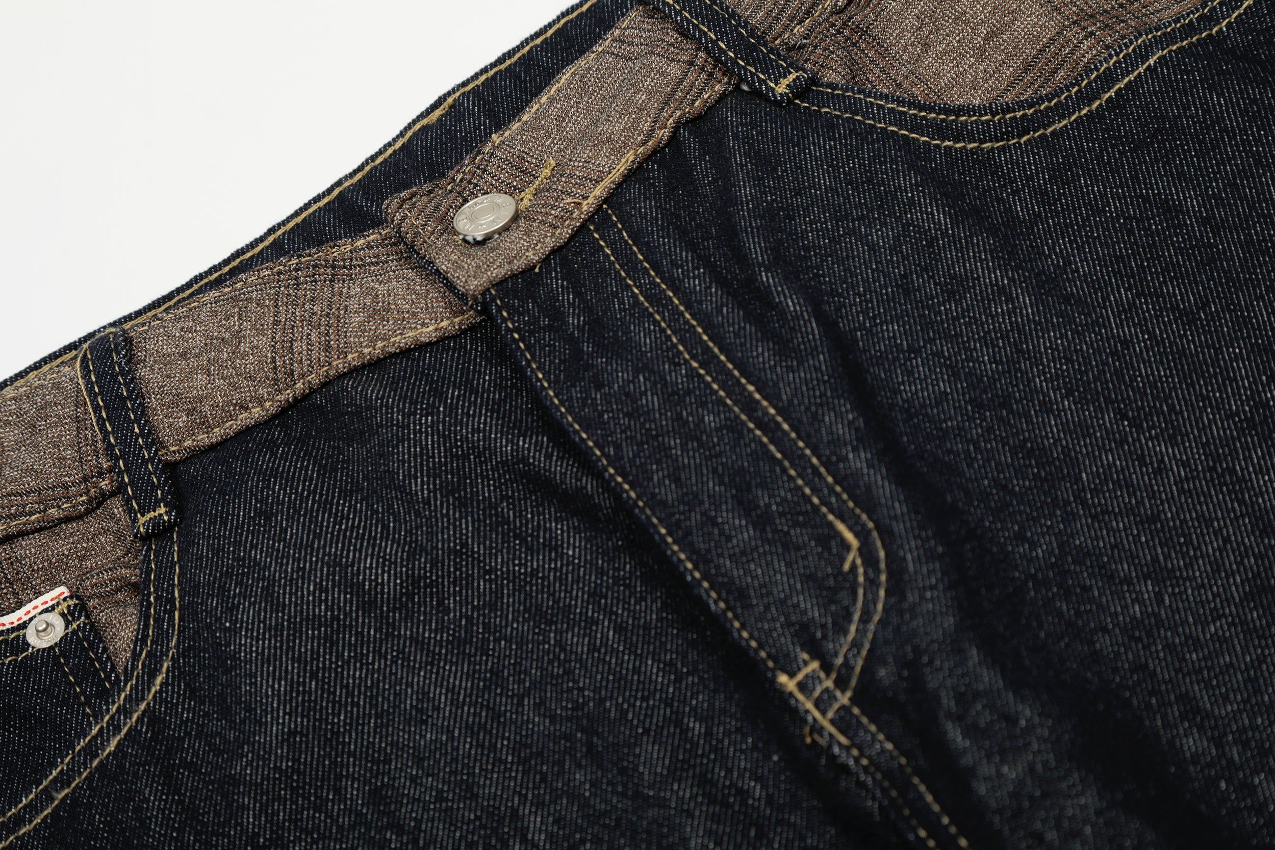 Contrast-Waist Cuffed Wide-Leg Jeans | Dark Wash Denim